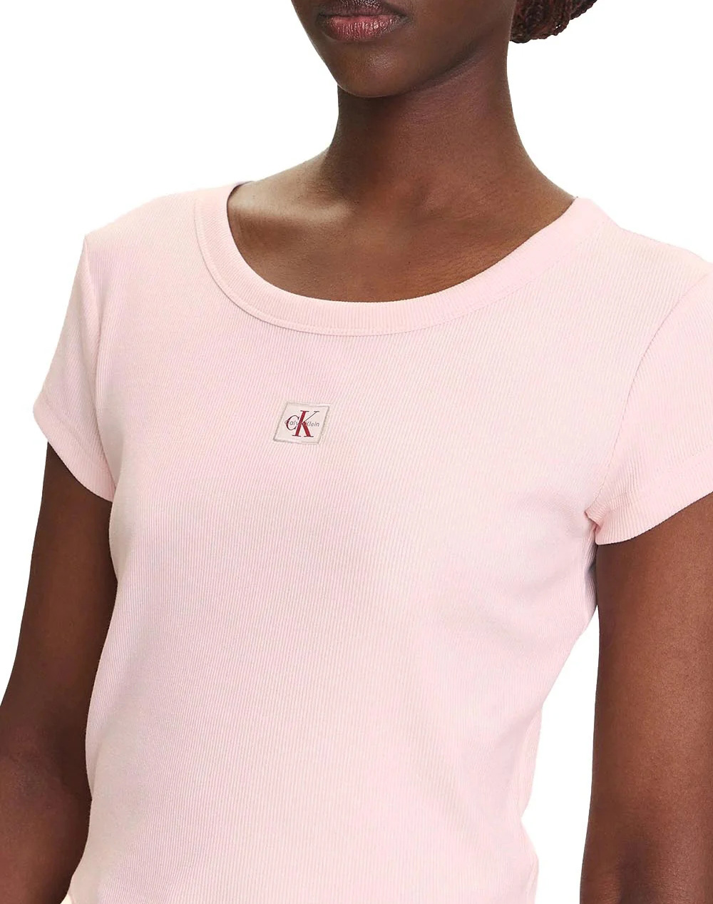 CALVIN KLEIN JEANS A- WOVEN LABEL 2X2 RIB BABY TEE