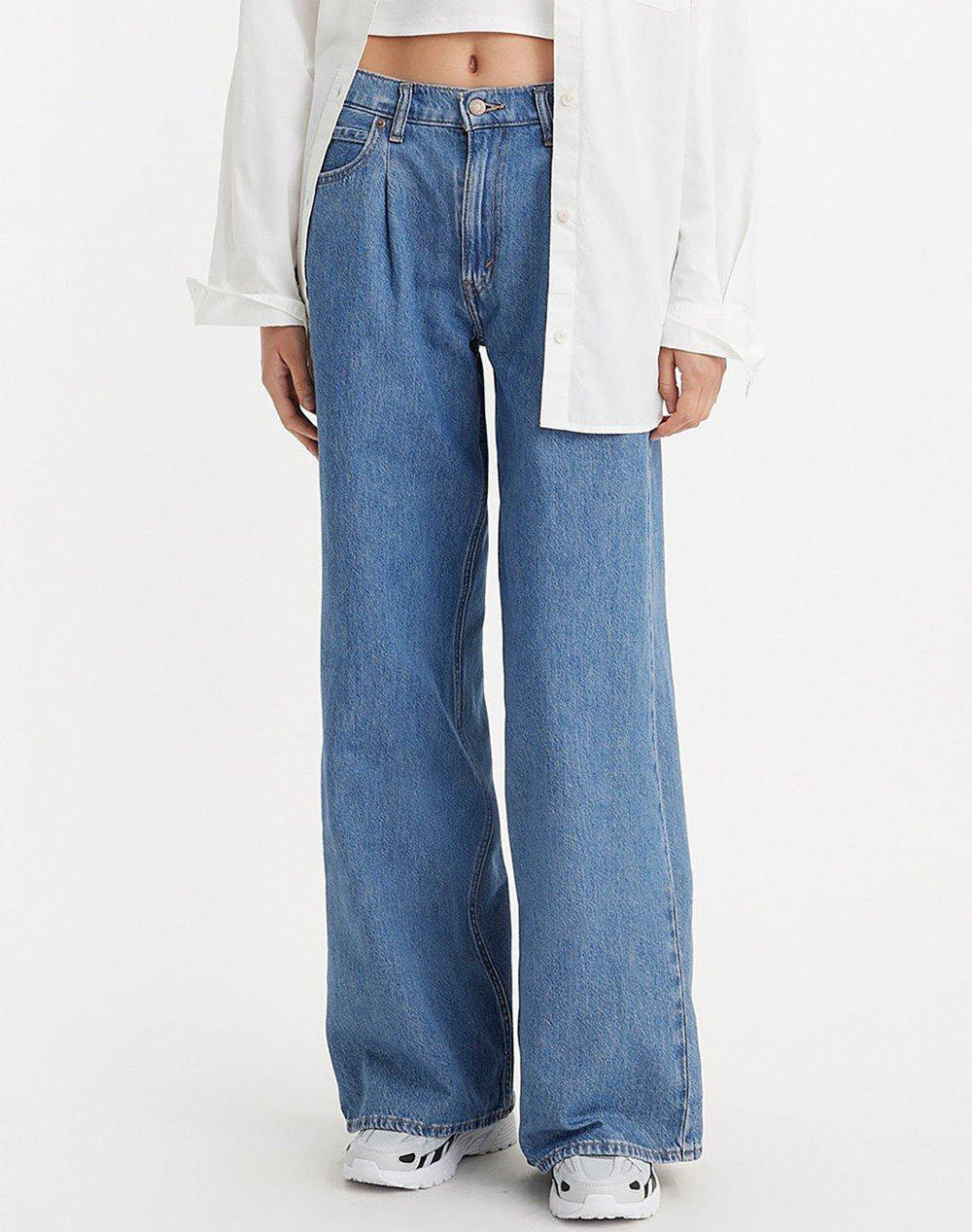 Levis pleated baggy wide leg med indigo - worn in
