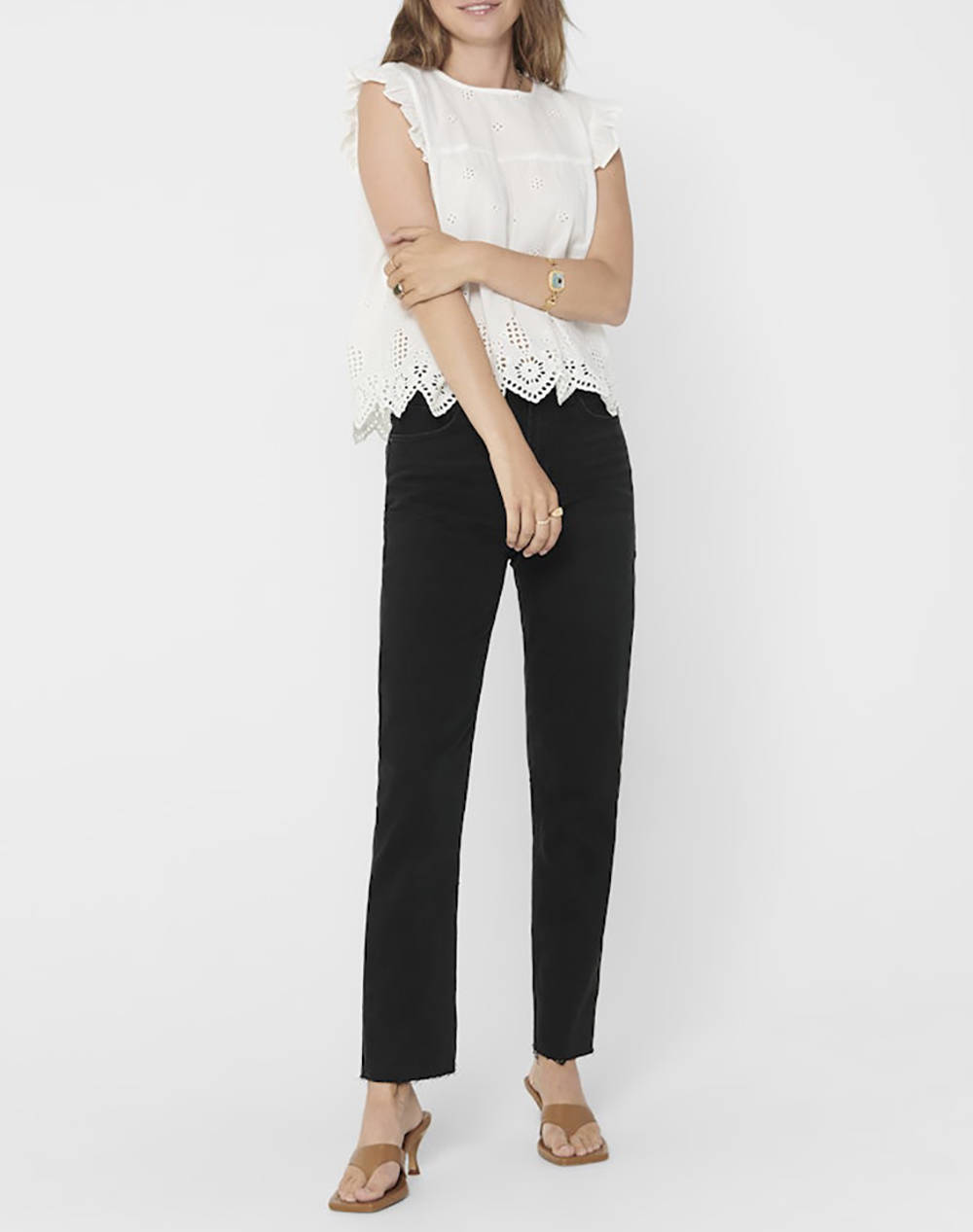 ONLY ONLSILLA LIFE S/L FRILL TOP WVN NOOS