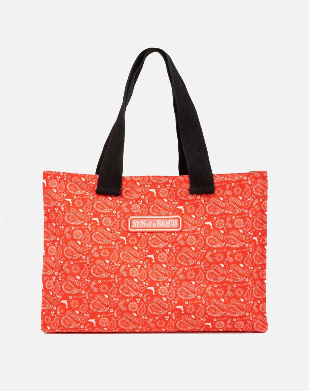 Sun of a beach red bandana | tote beach bag (dimensiuni: 53 x 36 x 11 cm.)