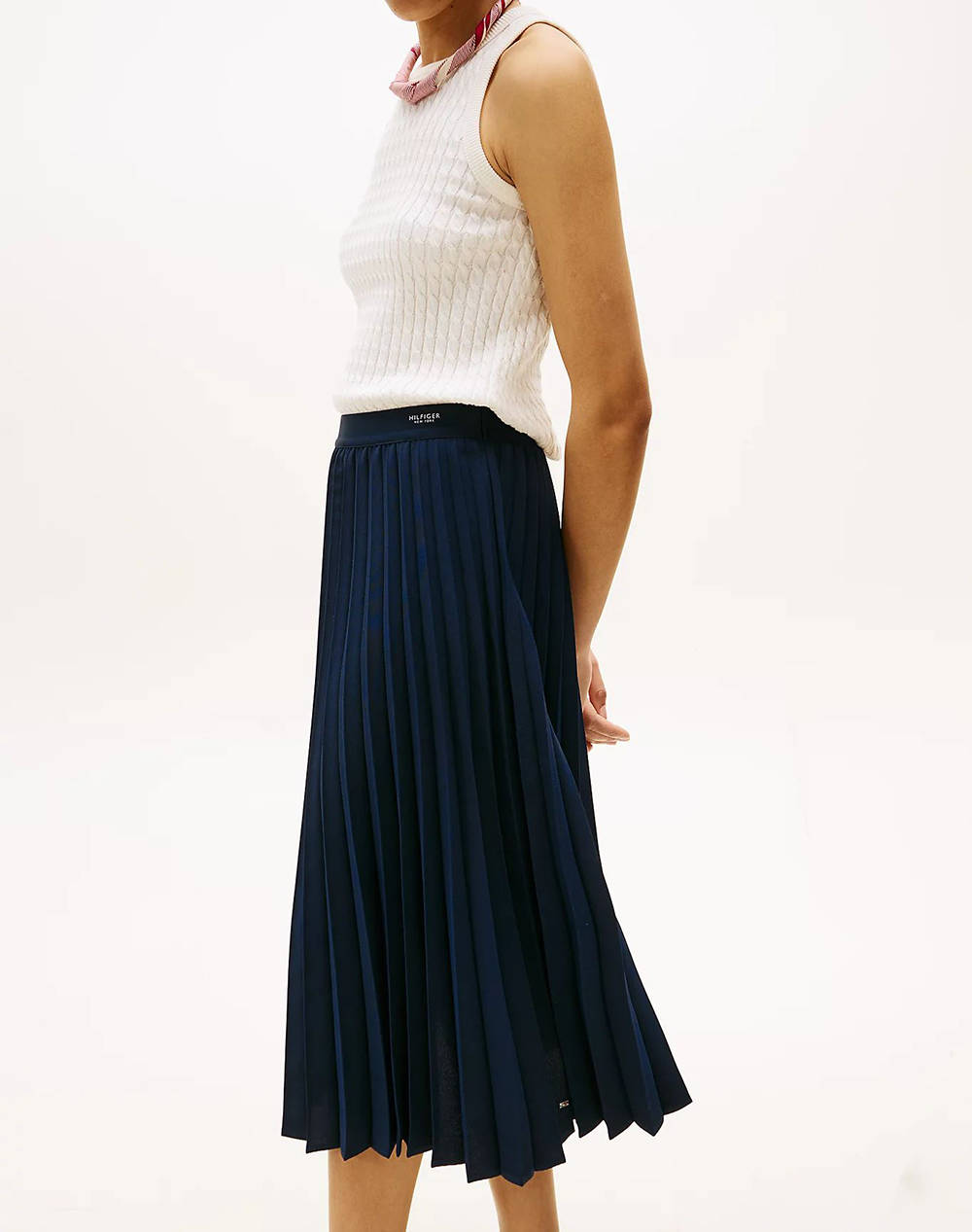 TOMMY HILFIGER FLUID PLEATED PULL ON MIDI SKIRT
