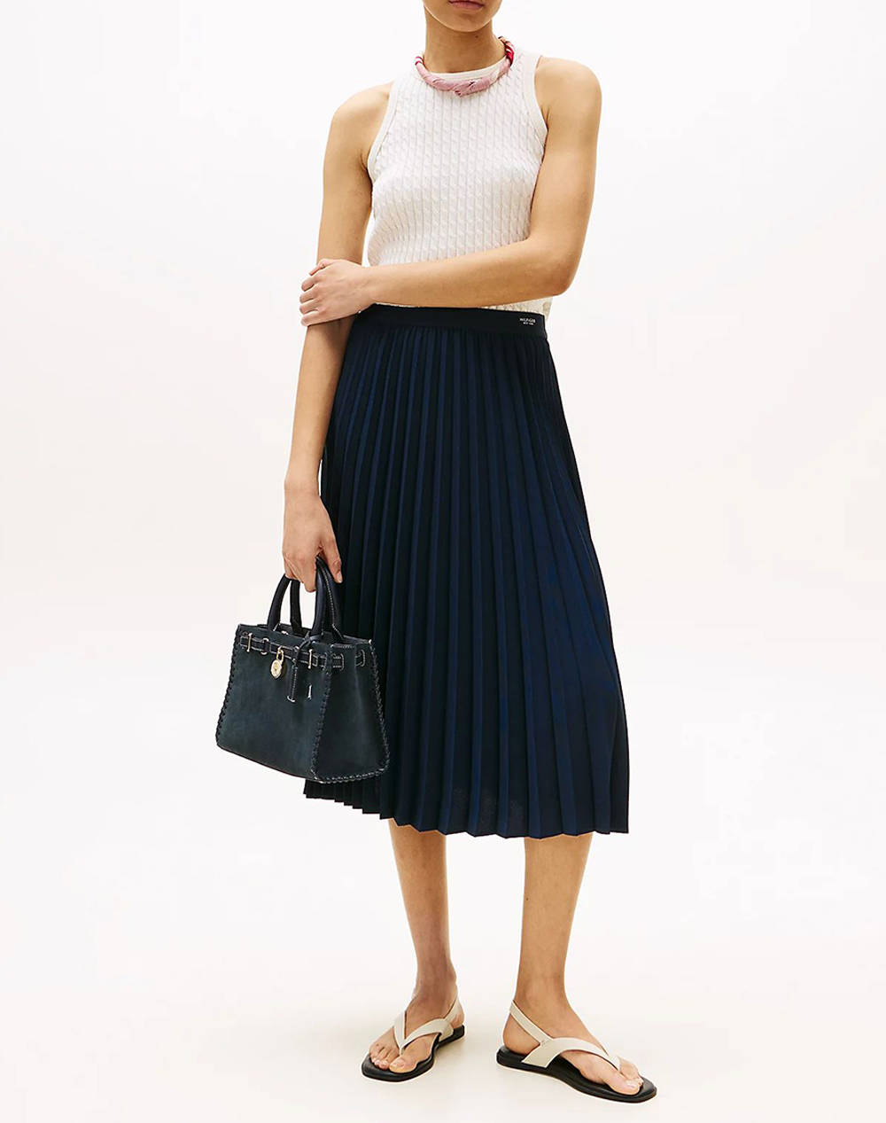 TOMMY HILFIGER FLUID PLEATED PULL ON MIDI SKIRT