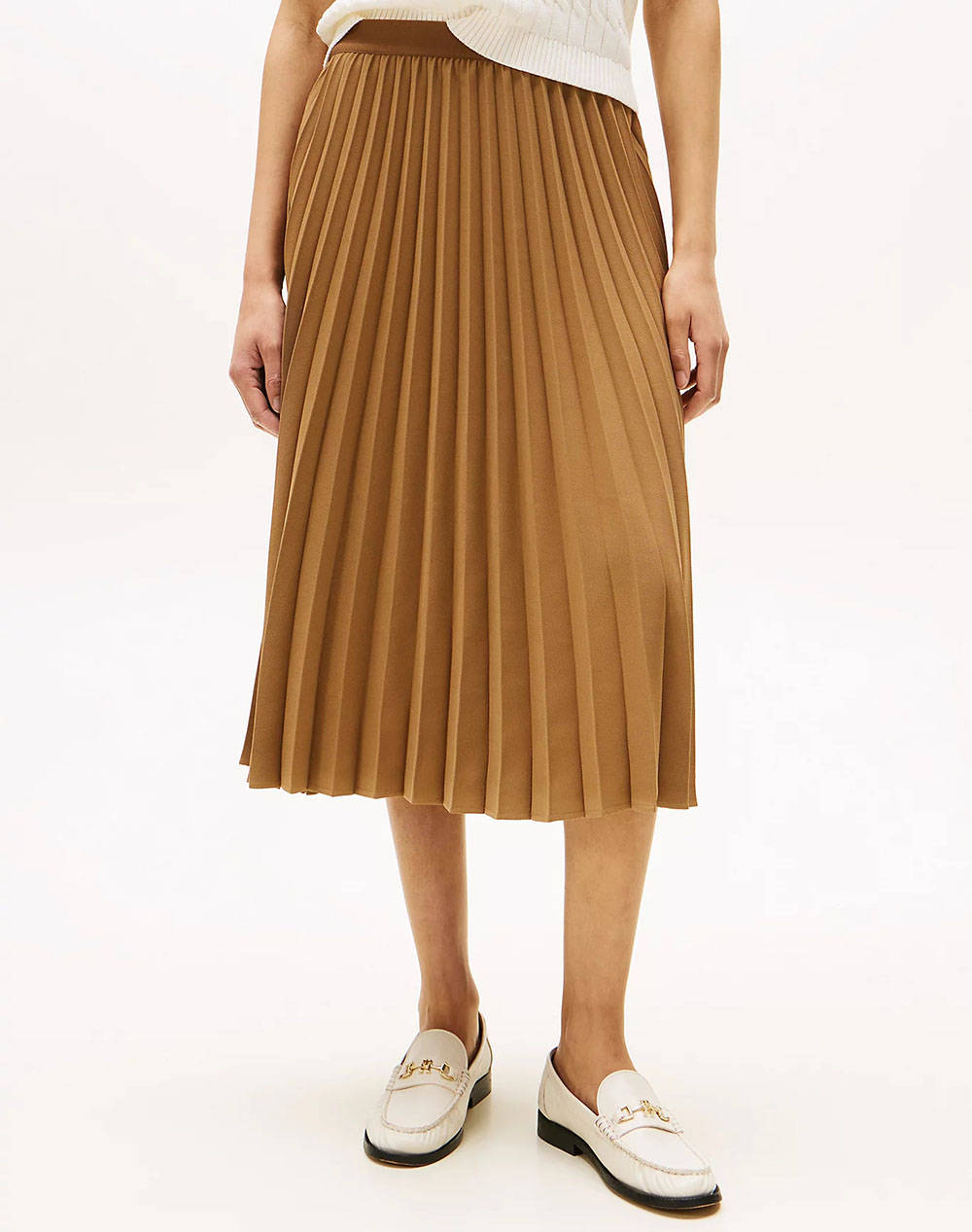 TOMMY HILFIGER FLUID PLEATED PULL ON MIDI SKIRT