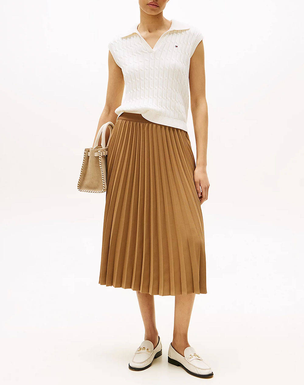 TOMMY HILFIGER FLUID PLEATED PULL ON MIDI SKIRT