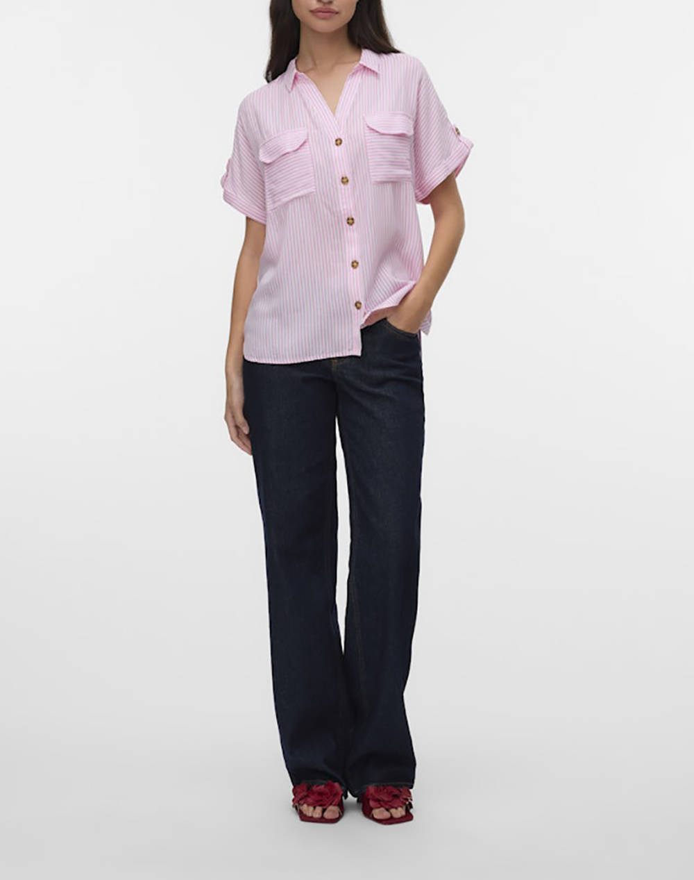VERO MODA VMBUMPY S/S SHIRT WVN GA NOOS
