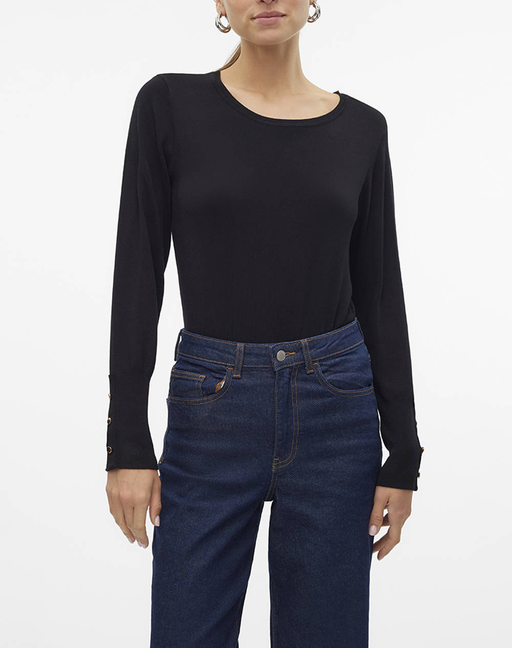 VERO MODA VMDORY LS O-NECK BUTTON PULLOVER GA NOOS