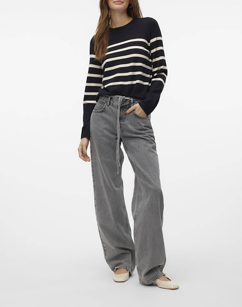 VERO MODA VMSABA PLAIN LS O-NECK PULLOVER GA NOOS