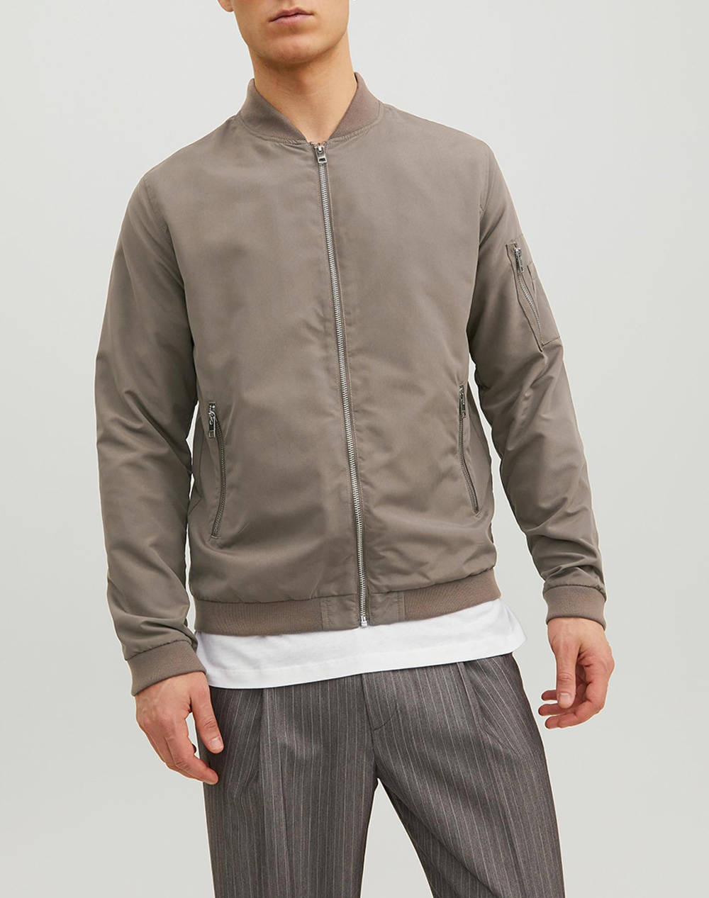 Veste Bomber Garçon Jack & Jones Jjerush Noos - Manches Longues, Finition Côtelée - 100% Polyester