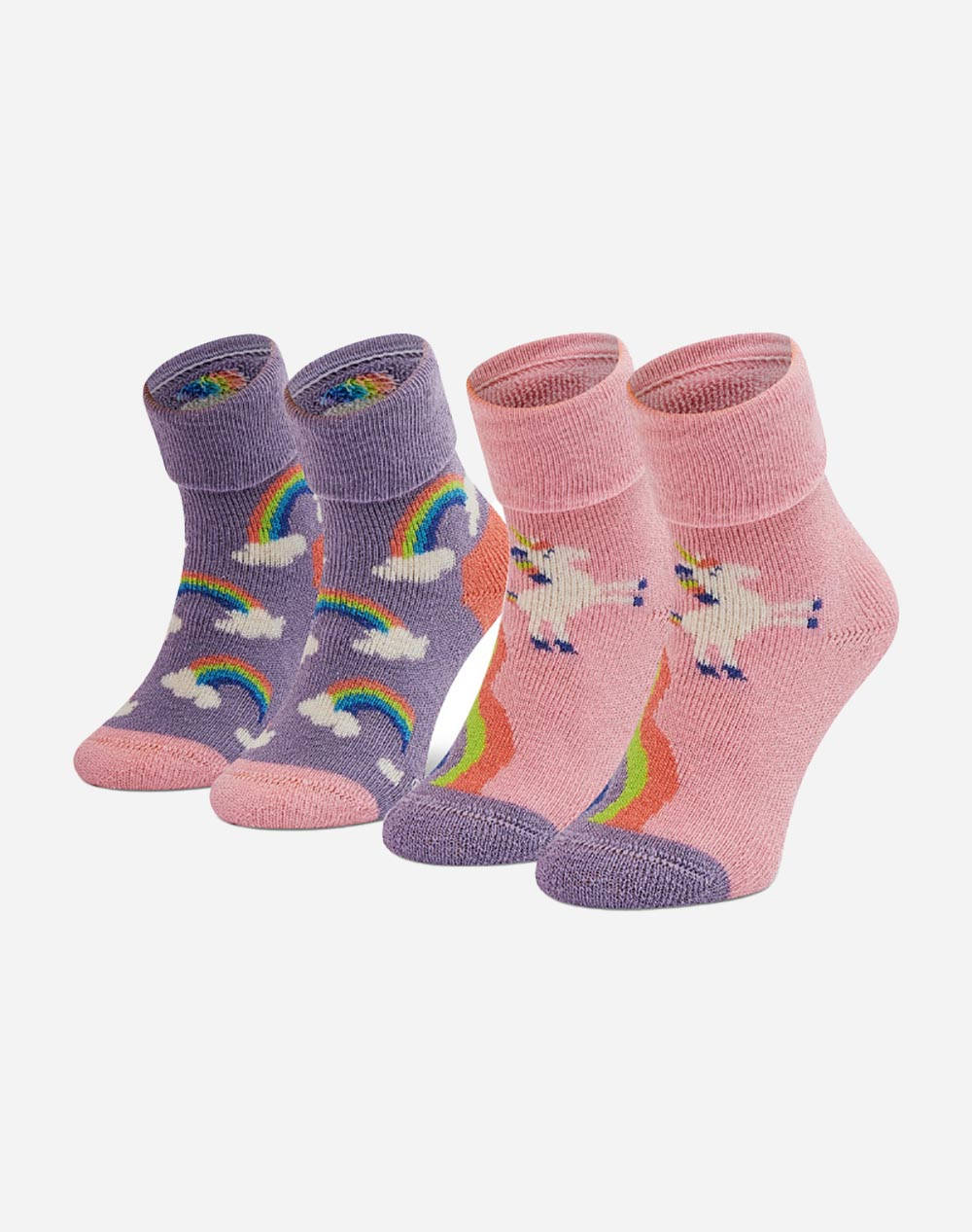 HAPPY SOCKS RAINBOW & UNICORN TERRY SOSETE DE COPII 2 PIESE