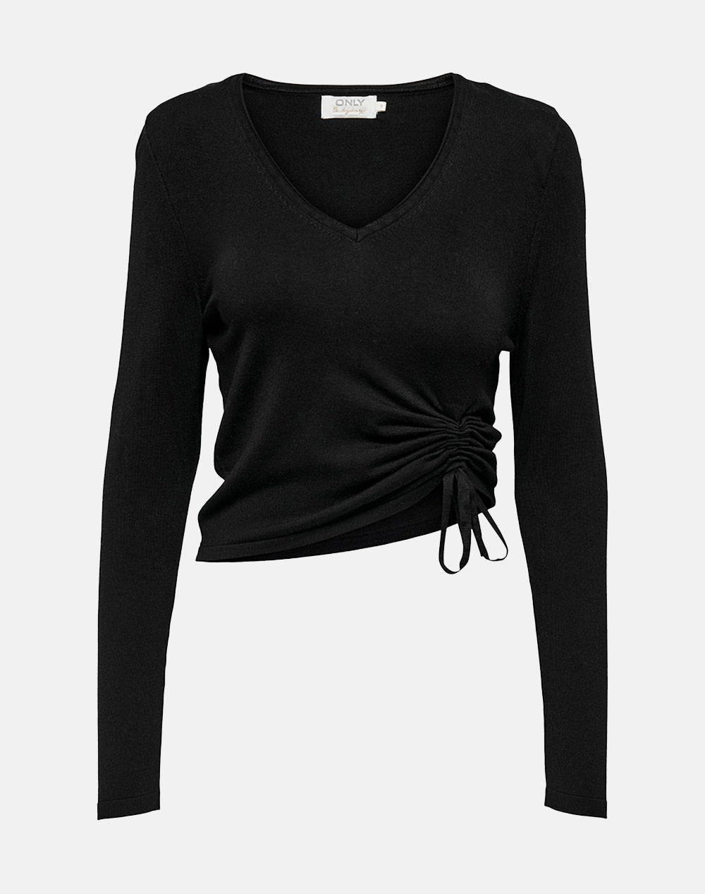 Only onlrose l/s ruching v-neck pullover knt