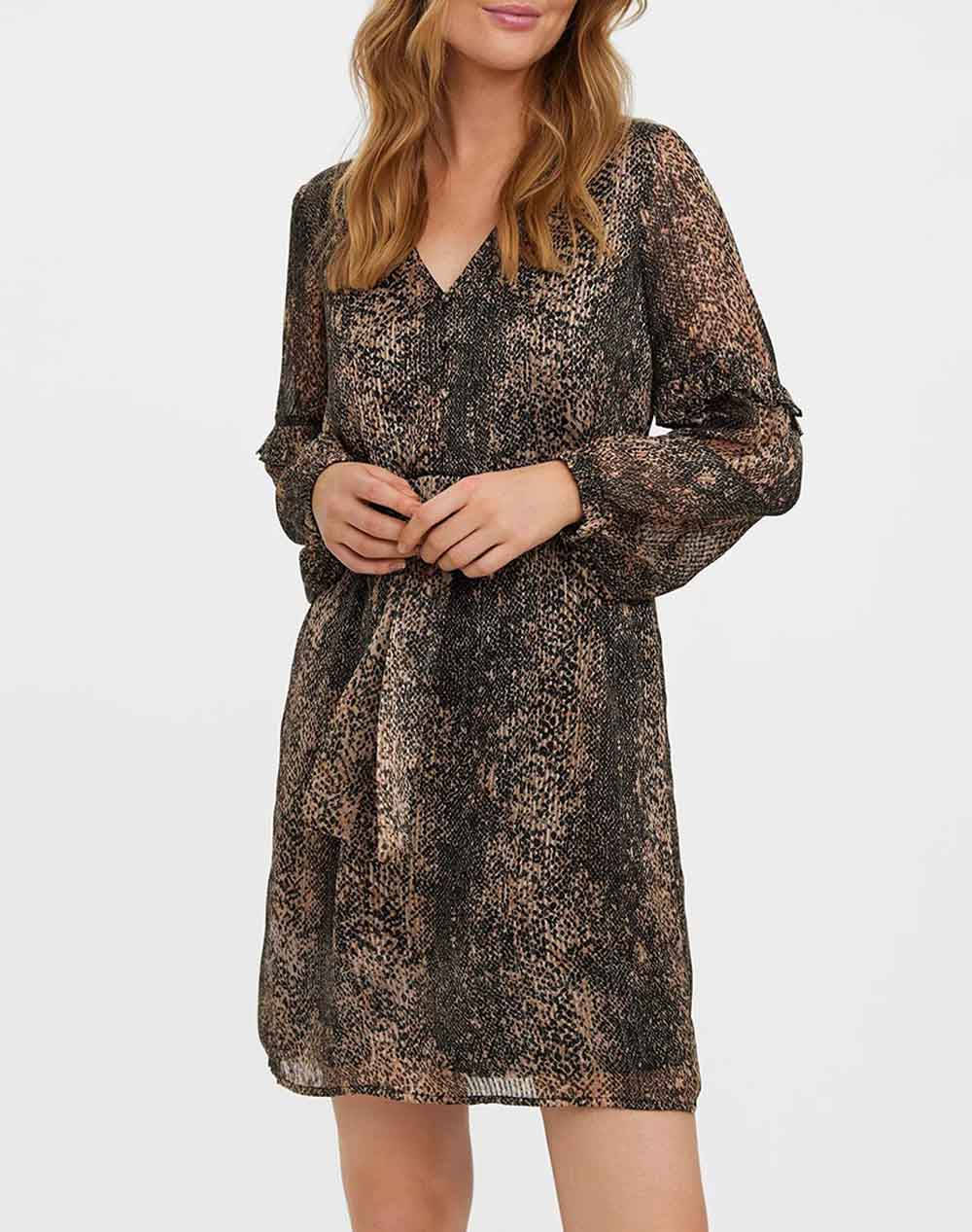 VERO MODA VMNALA L/S V-NECK ABK DRESS WVN BTQ