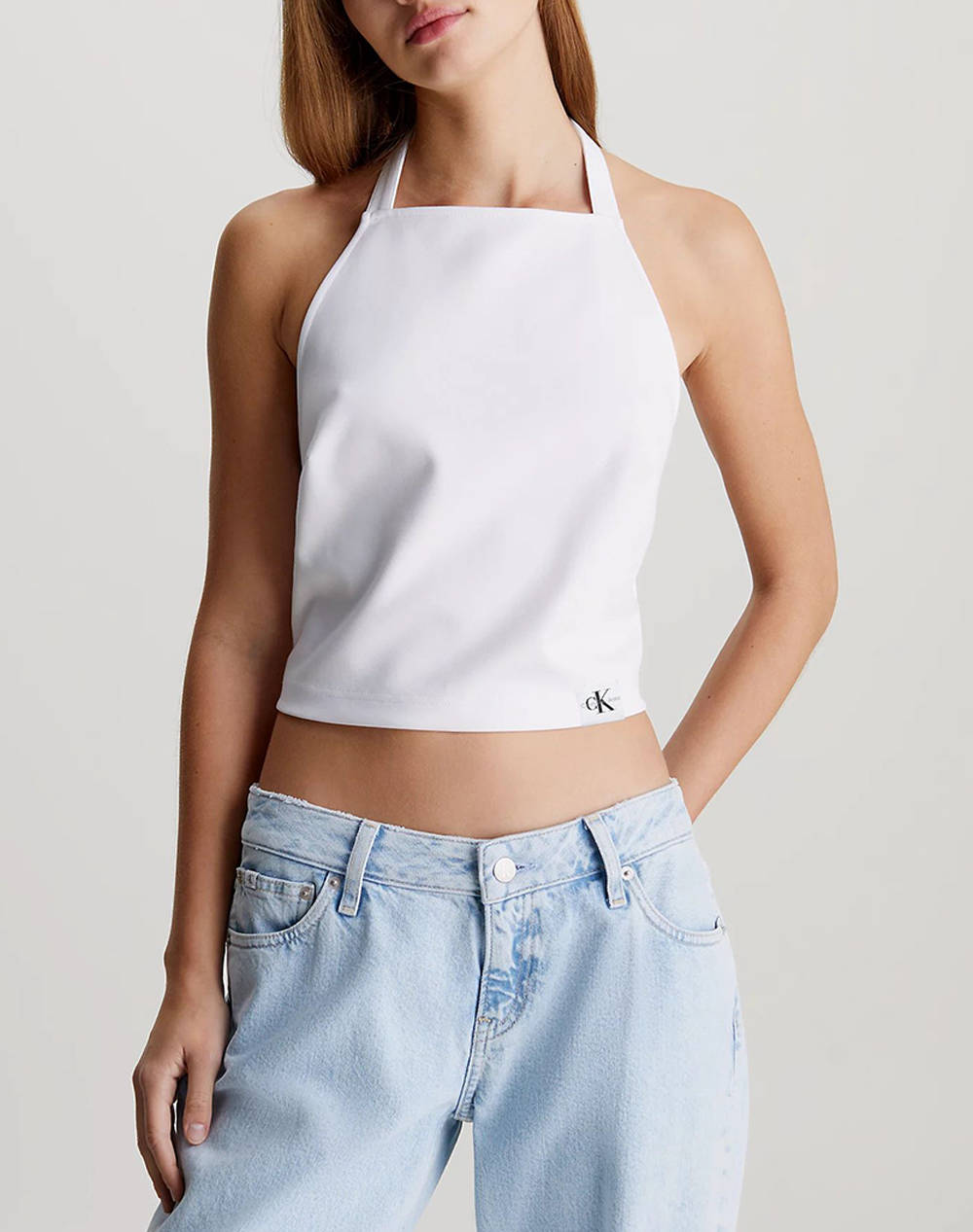 CALVIN KLEIN SHEEN MILANO HALTER NECK TOP