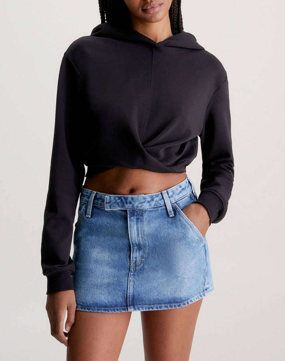 CALVIN KLEIN WRAP CROPPED HOODIE