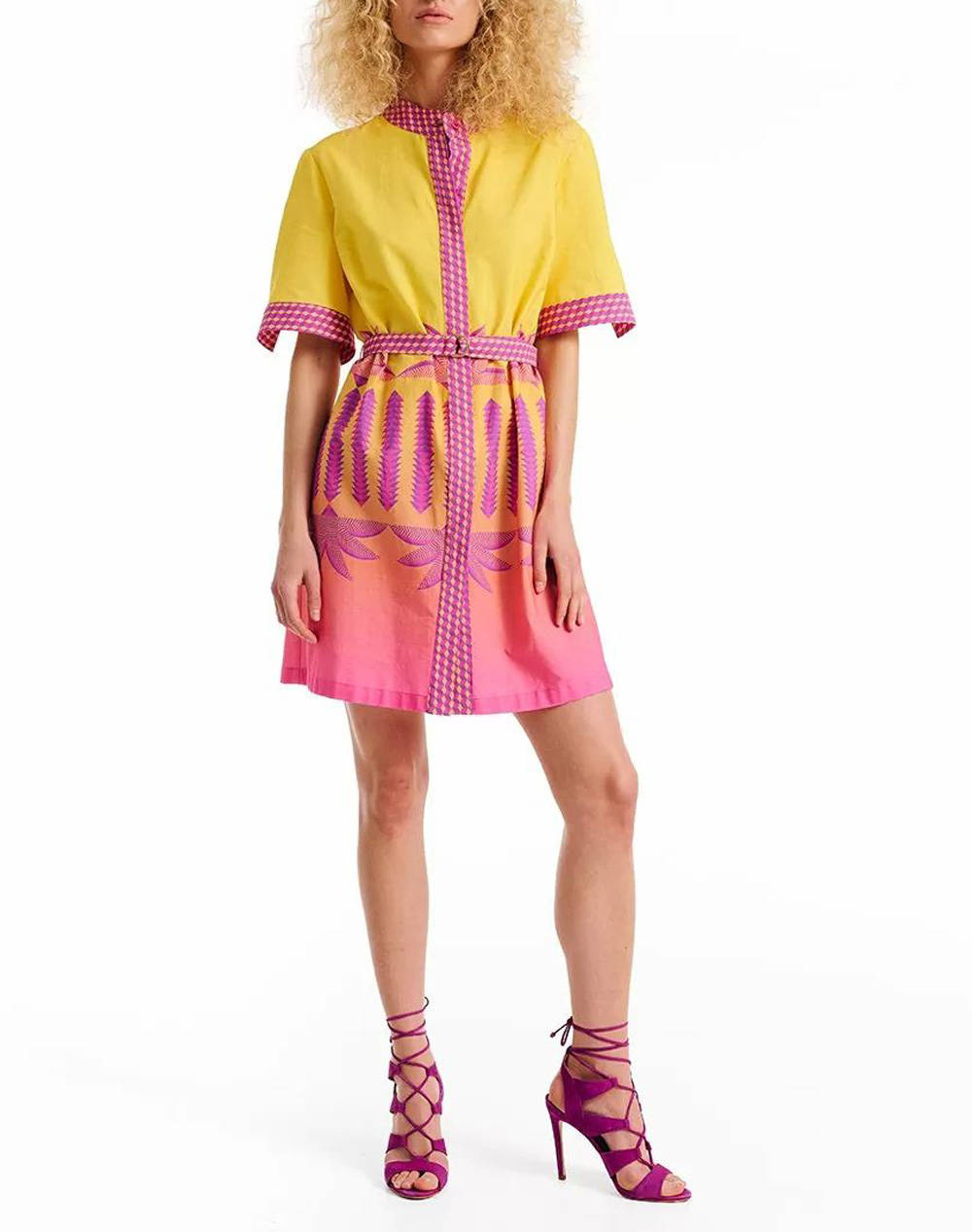 Forel rochie de bumbac scurta cu guler mao