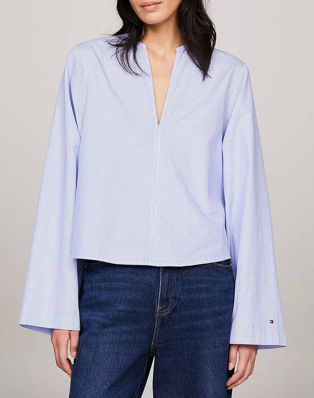Tommy hilfiger cotton stp v-neck blouse