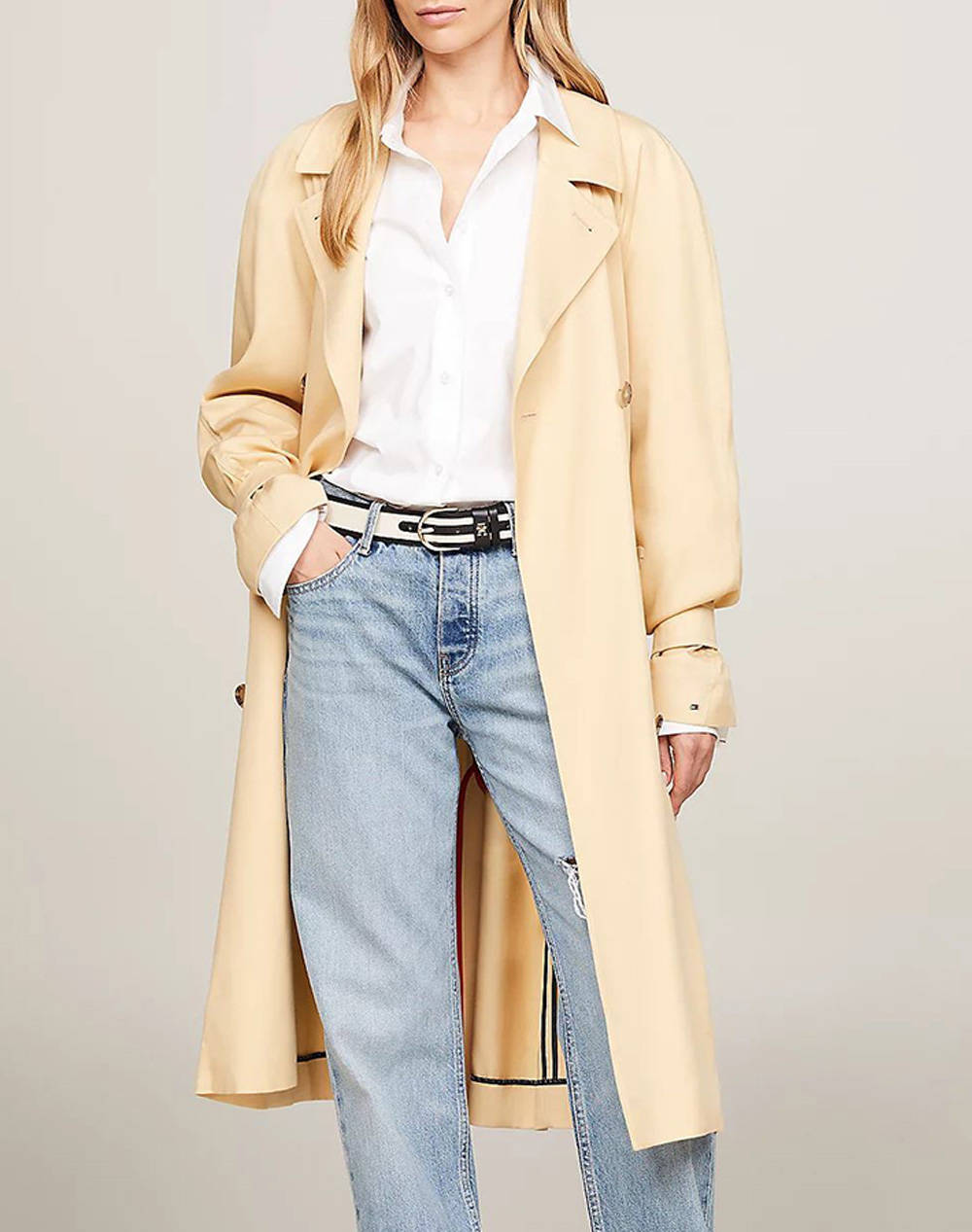 Tommy hilfiger tencel blend fluid trench