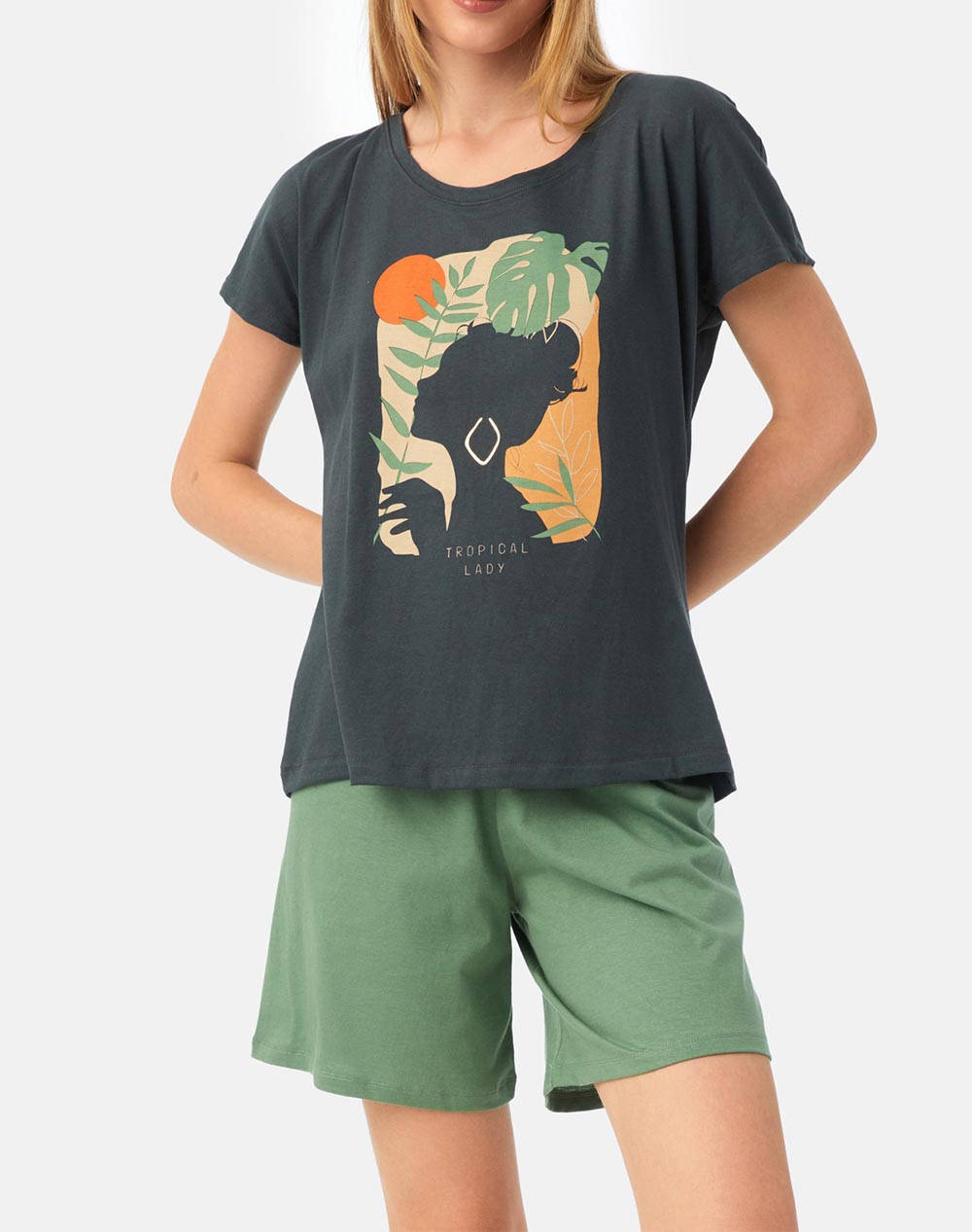 Minerva pijamale de dama l/shorts tropical