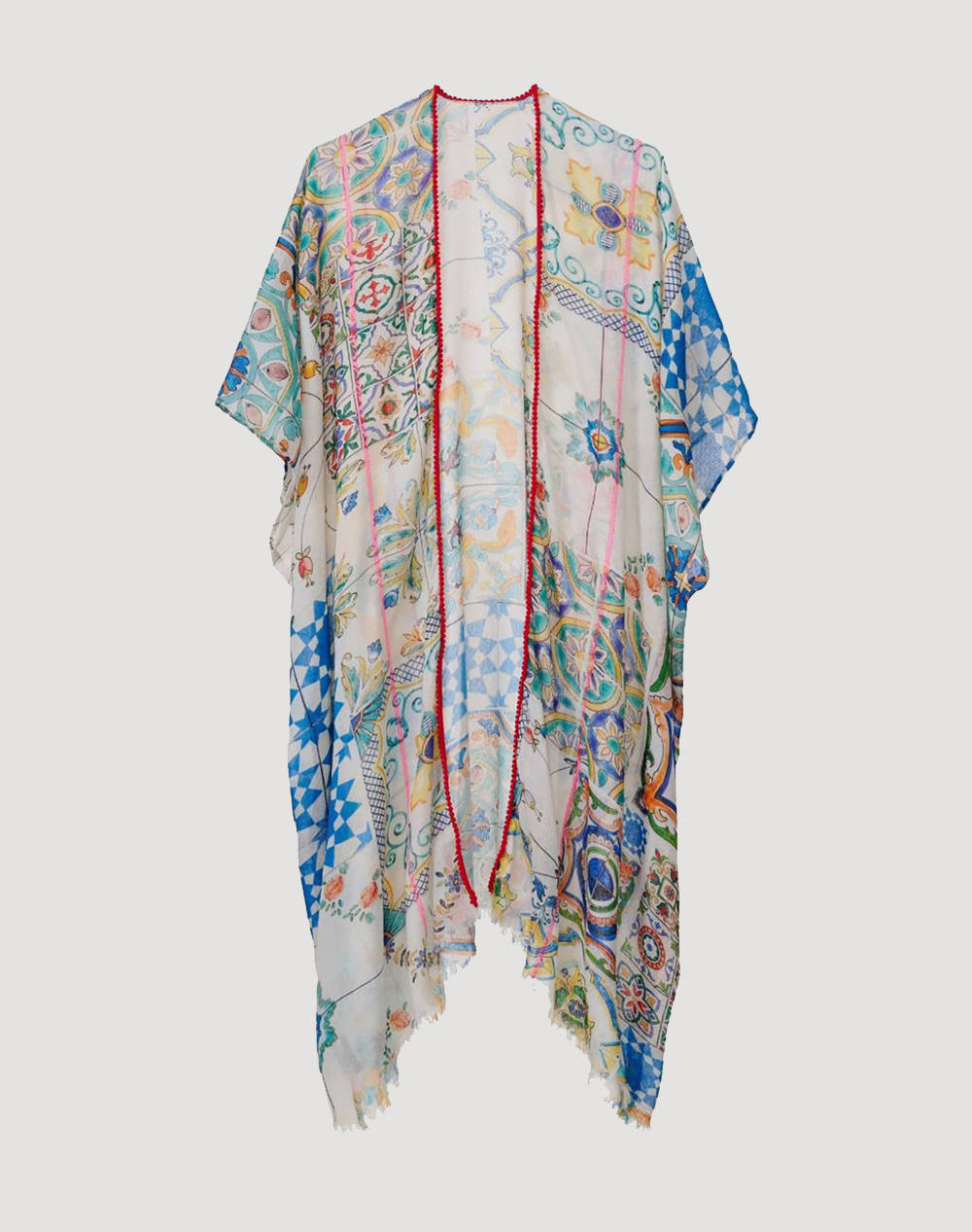 Amor eu-cotton modal box dobby tile pastel print ponchu