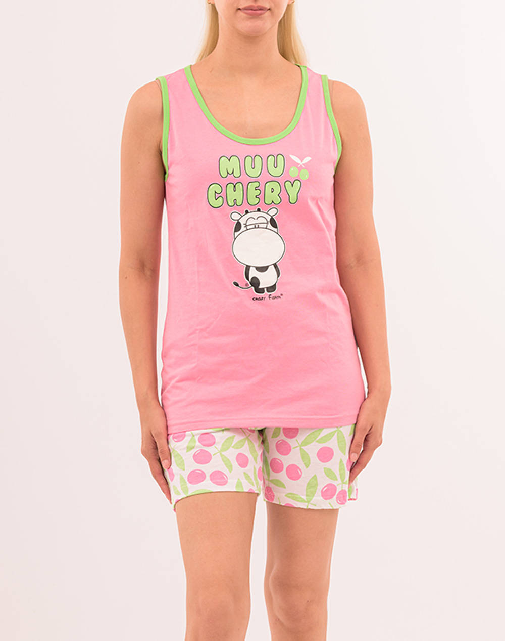 Cottonmania 15824 crazy farm pijamale de dama cherries