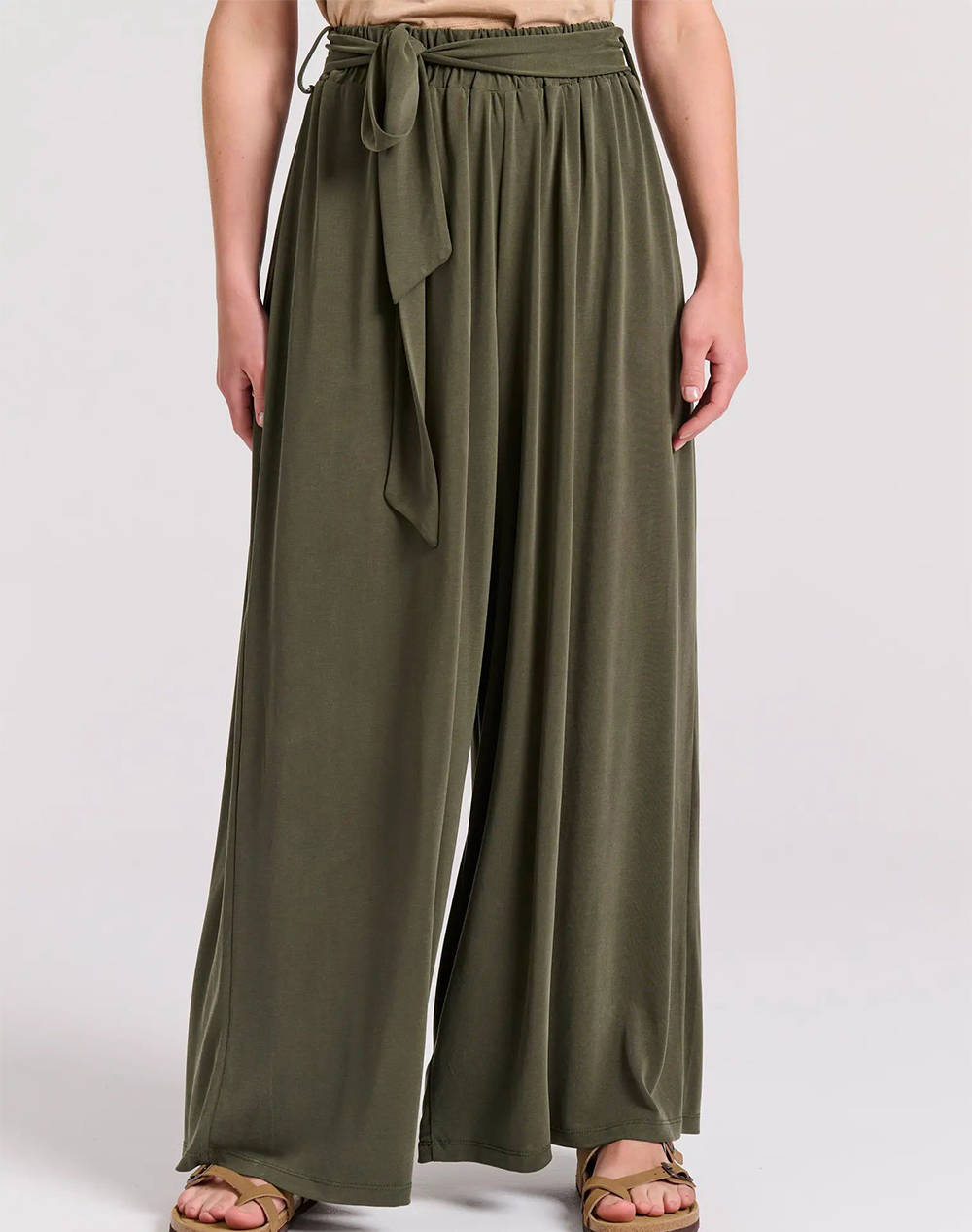 Funky buddha loose fit pantaloni cu mijloc elastic si curea