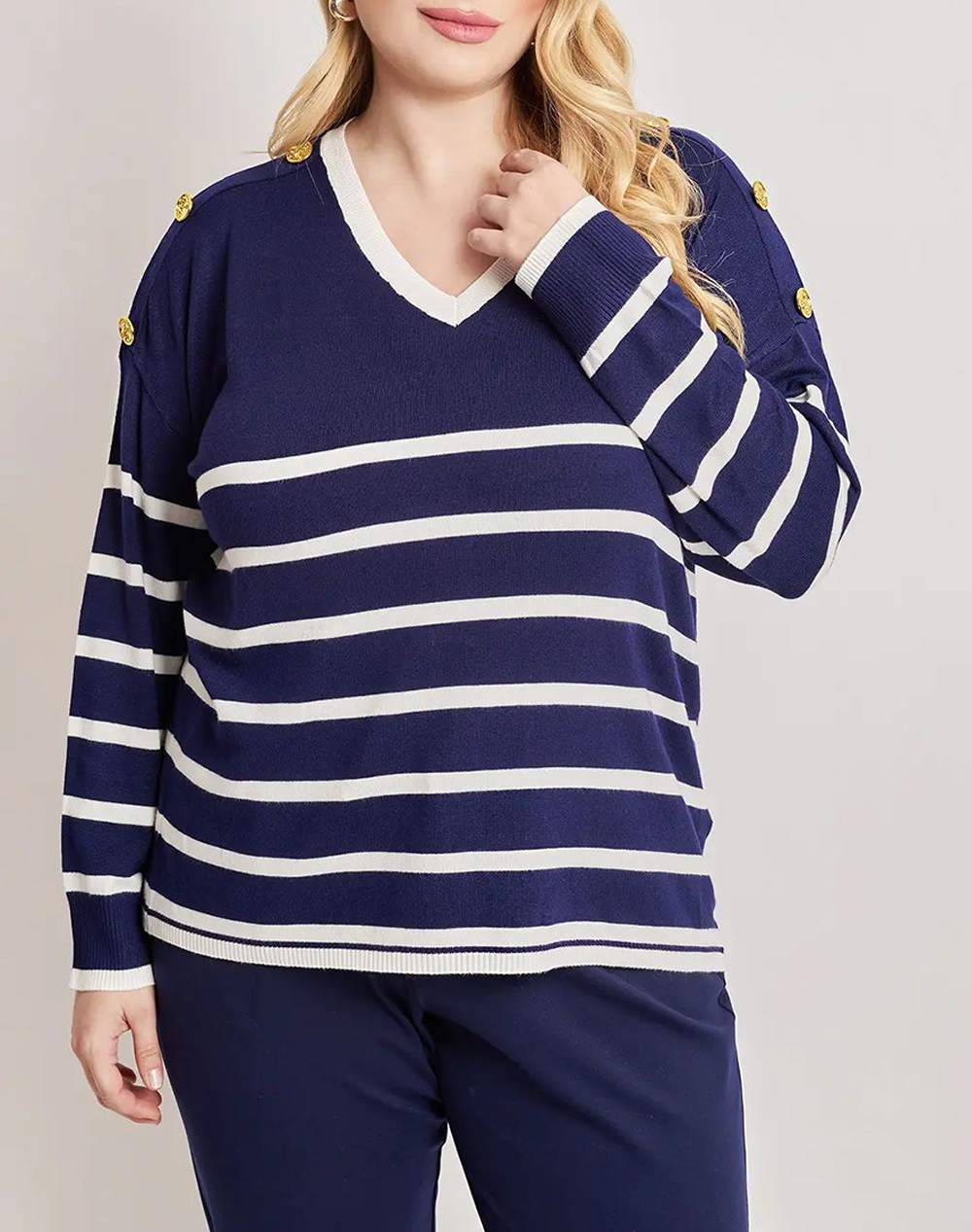 PARABITA Bluza tricotata cu model in dungi cu nasturi