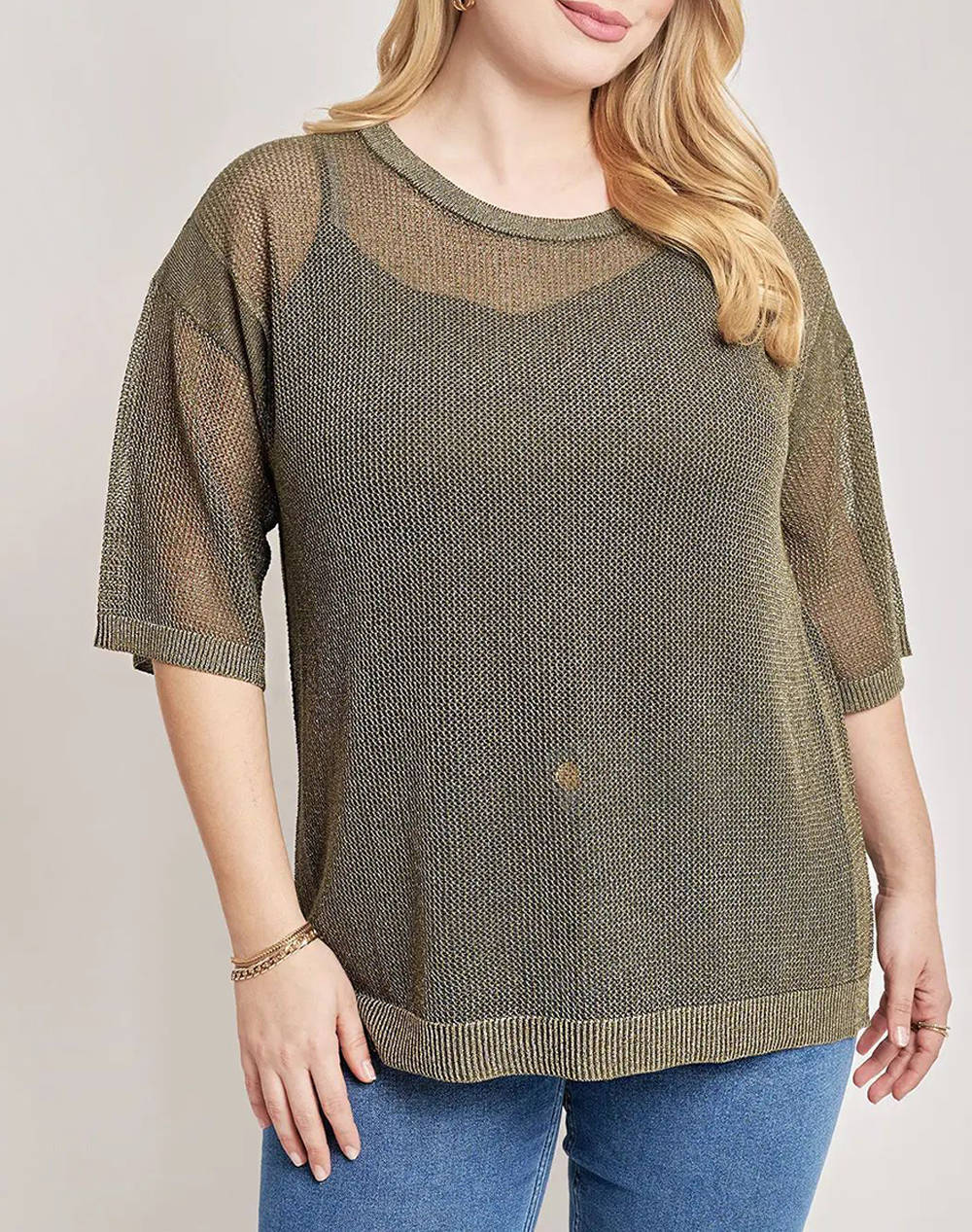 Parabita bluza tricotata din piele cu detalii de lurex