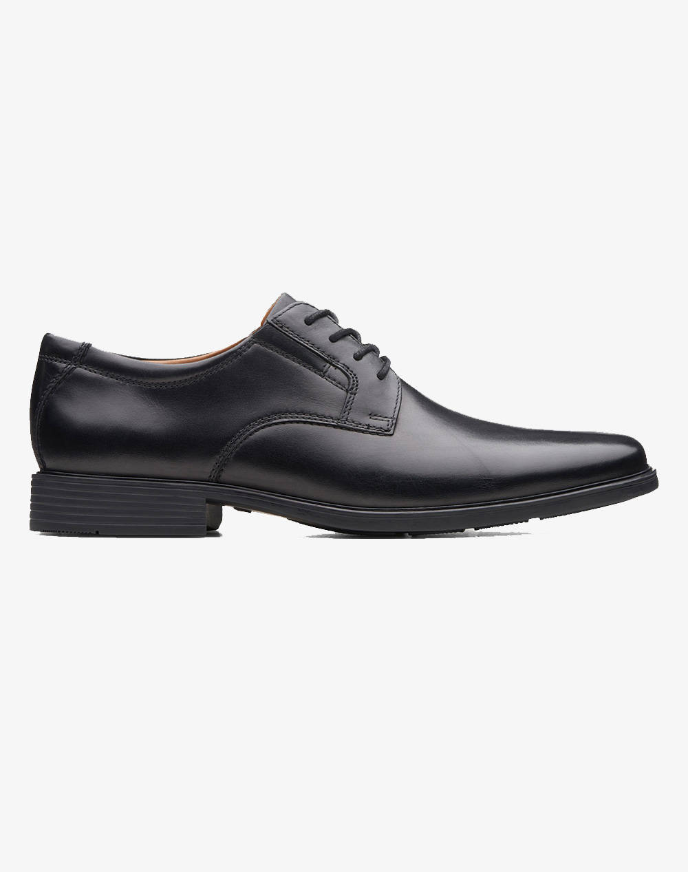 CLARKS Tilden Plain Black Leather