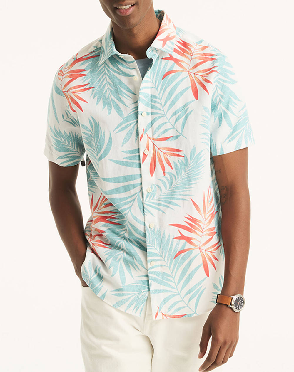 Nautica camasa s/s linen print s/s linen print