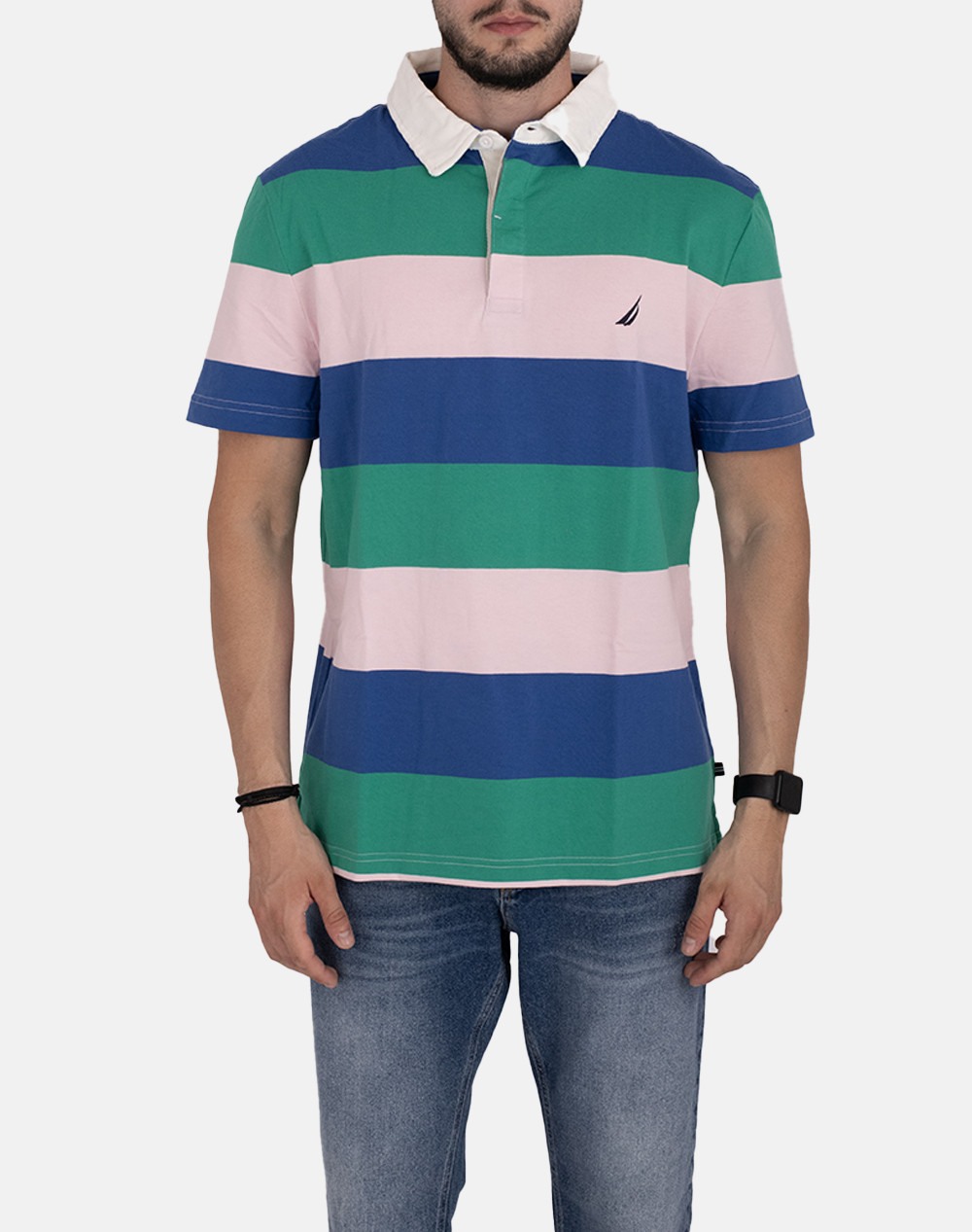 Nautica bluza polo km ss striped rugby polo_sustainable ss striped rugby polo_sustainable