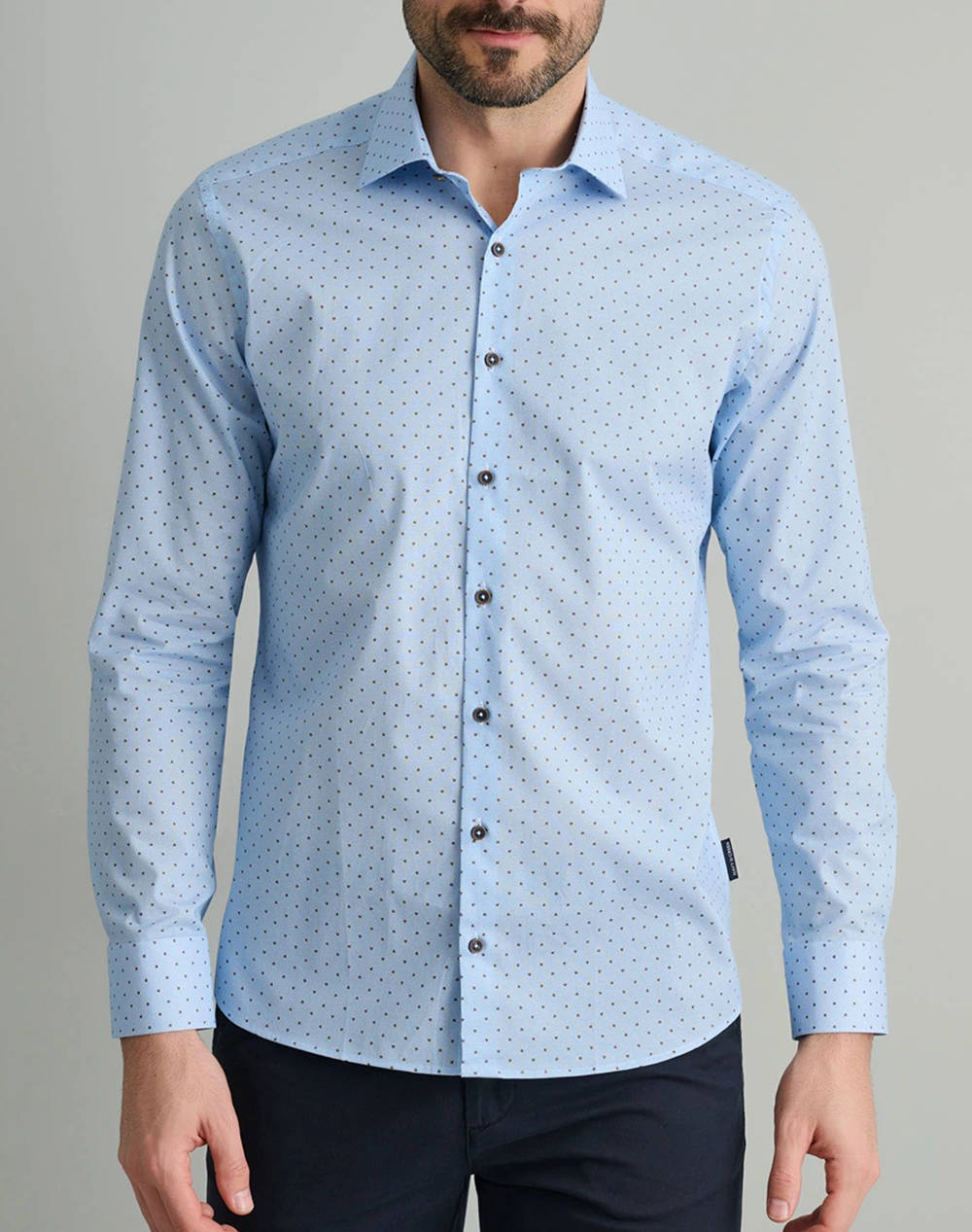 Navy&green camasa fit line