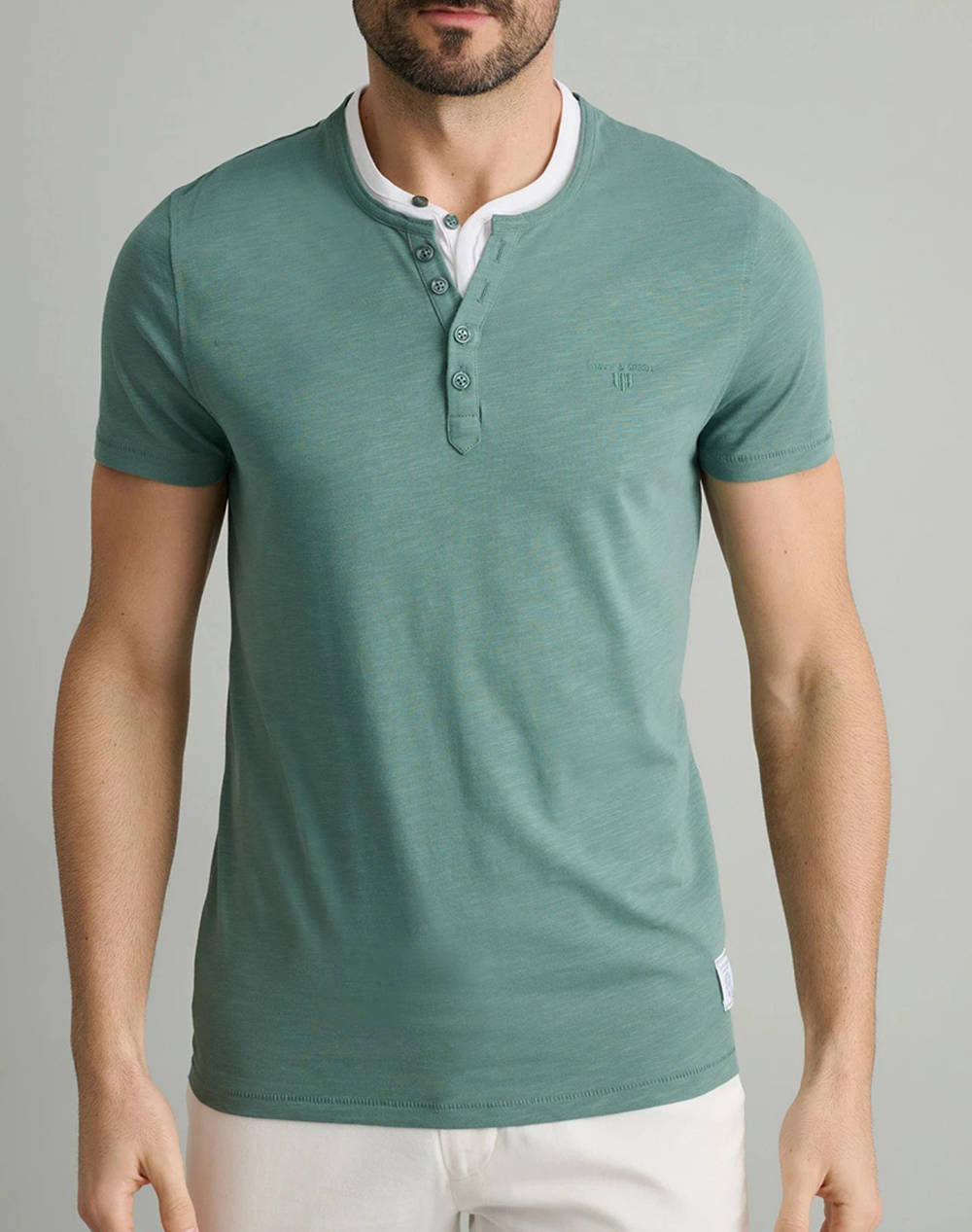 Navy&green bluza cu decolteu cu nasturi