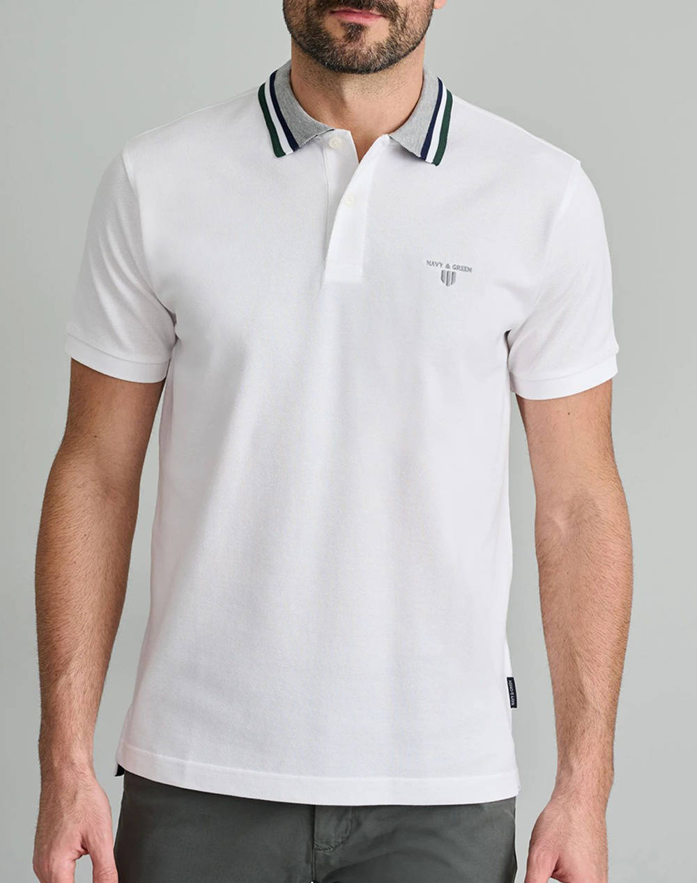 Navy&green bluza polo-custom fit