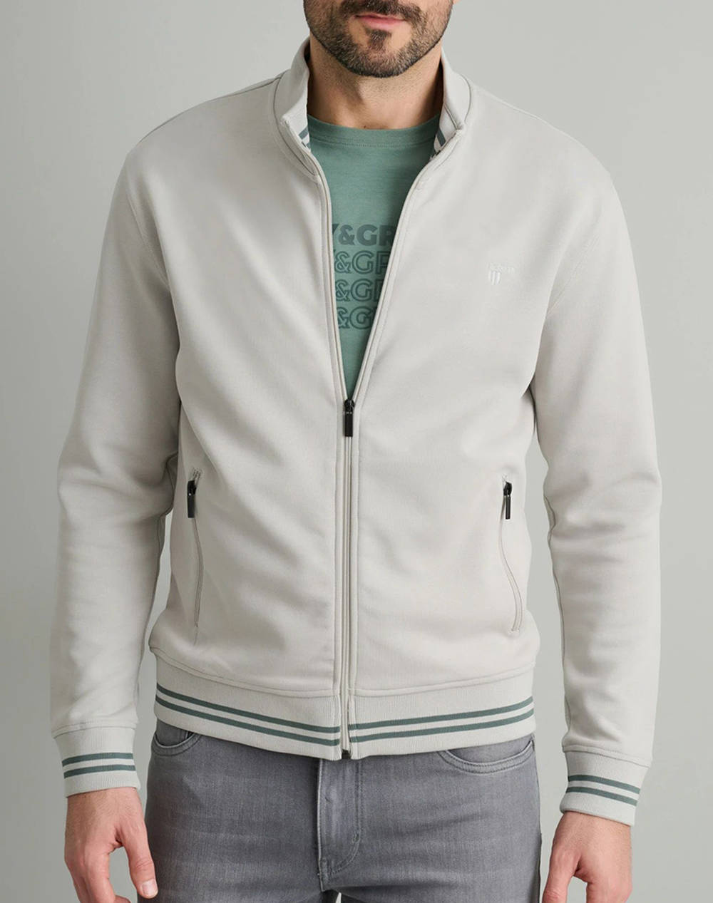 Navy&green jacheta cu fermoar
