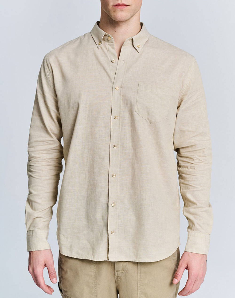 Staff hummel man longsleeve shirt 70%co 30%lin