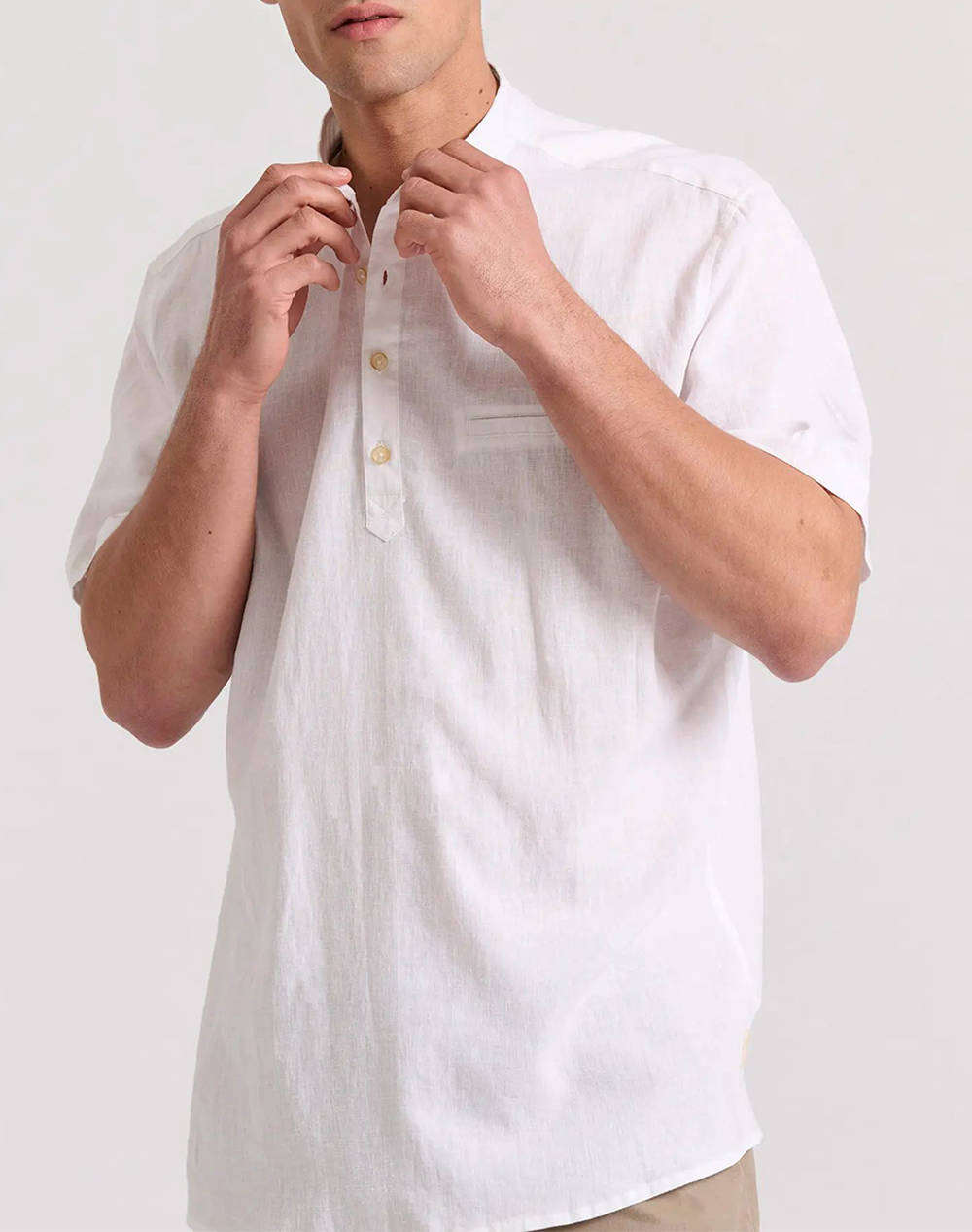 Funky buddha relaxed fit linen blend camasa cu guler mao