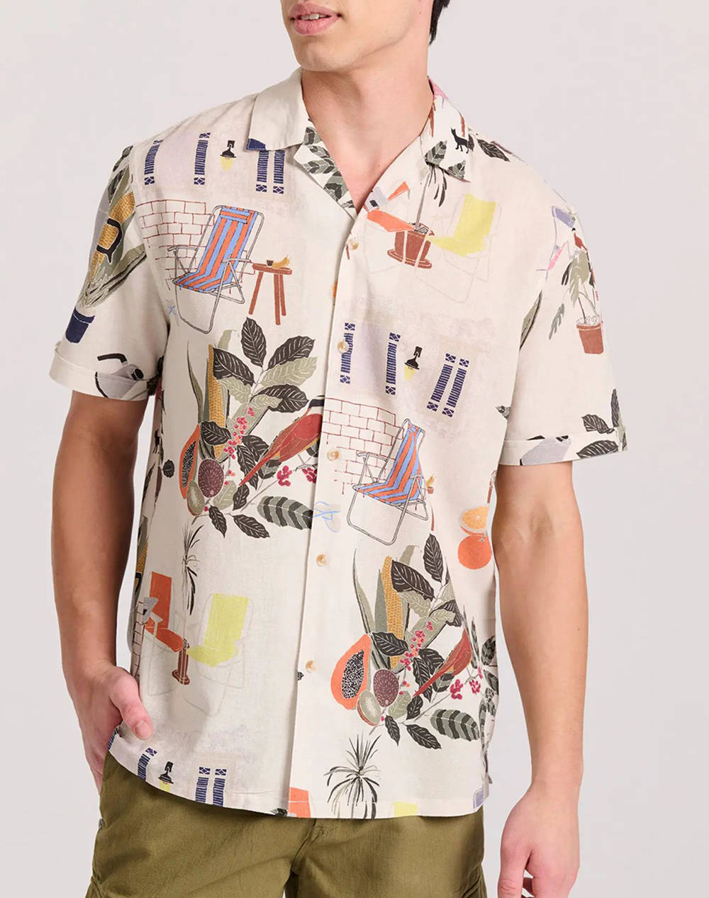 Funky buddha linen blend camasa cu imprimeu all over