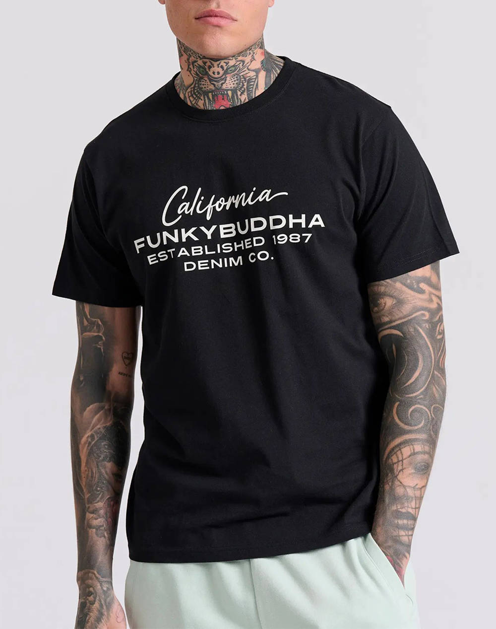 Funky buddha t-shirt cu imprimeu funky buddha