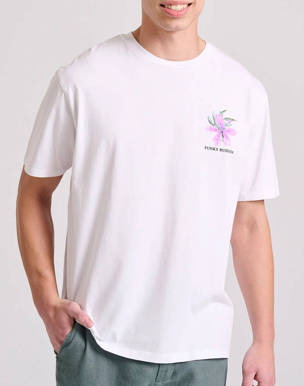 Funky buddha relaxed fit t-shirt cu imprimeu floral frame