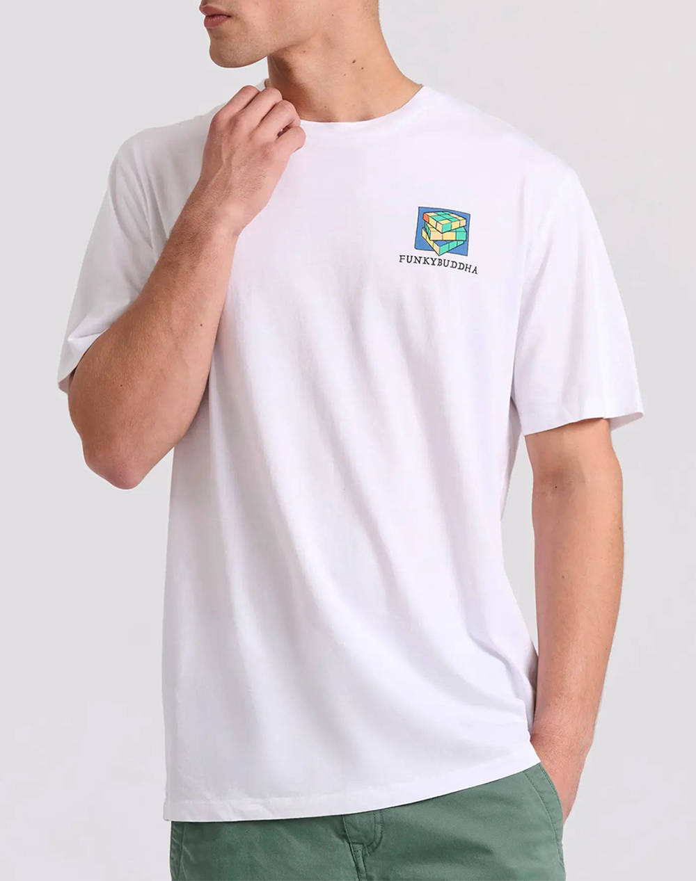 Funky buddha relaxed fit t-shirt cu retro model tiparit in spate