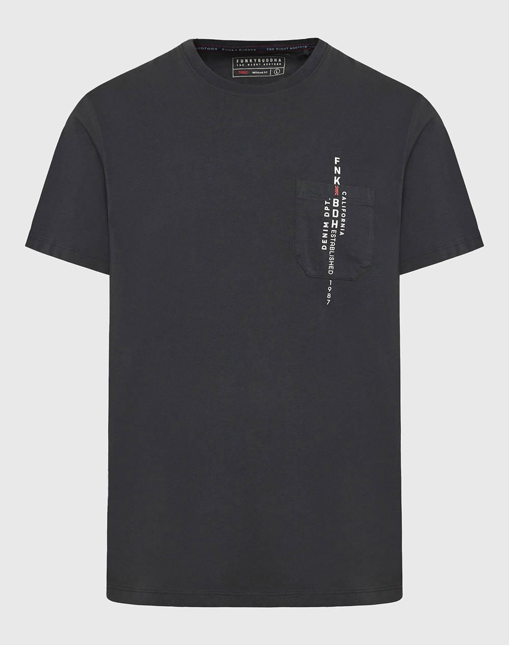 Funky buddha t-shirt cu model tiparit si buzunar pe piept