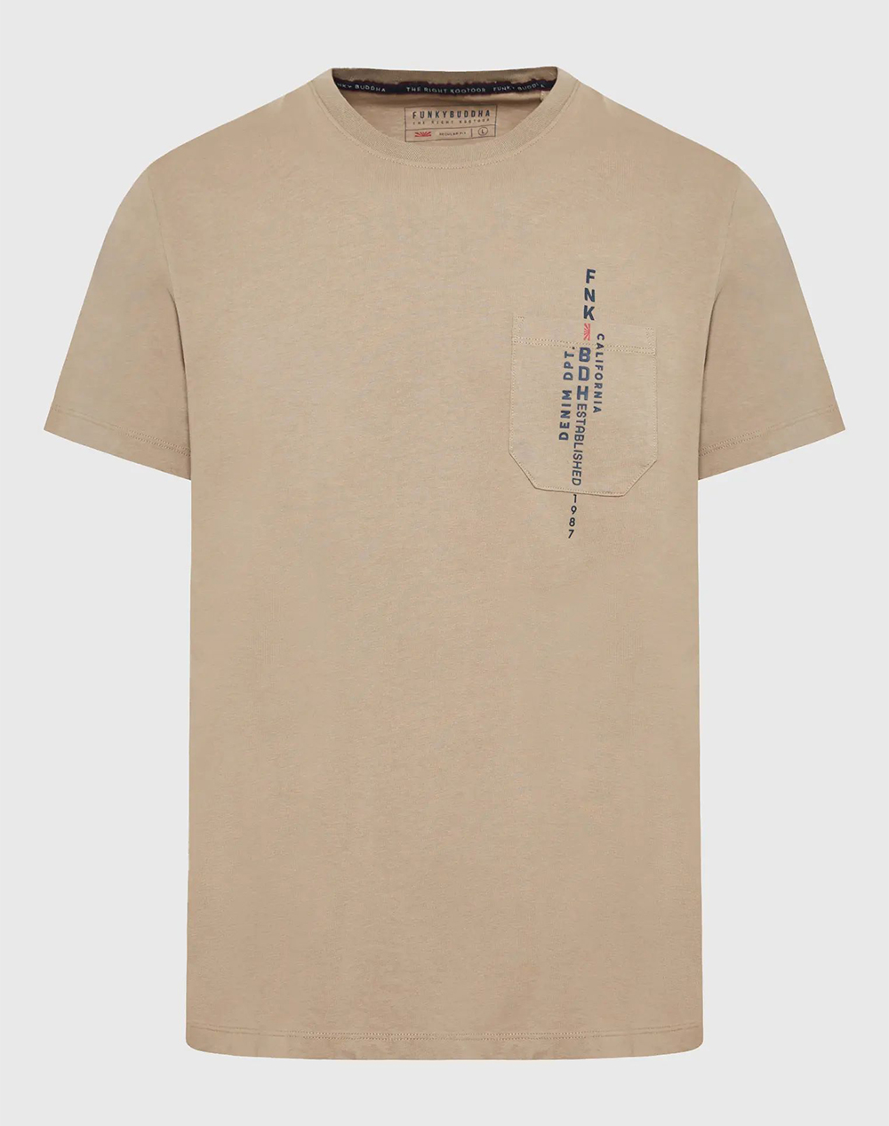 FUNKY BUDDHA T-shirt cu model tiparit si buzunar pe piept