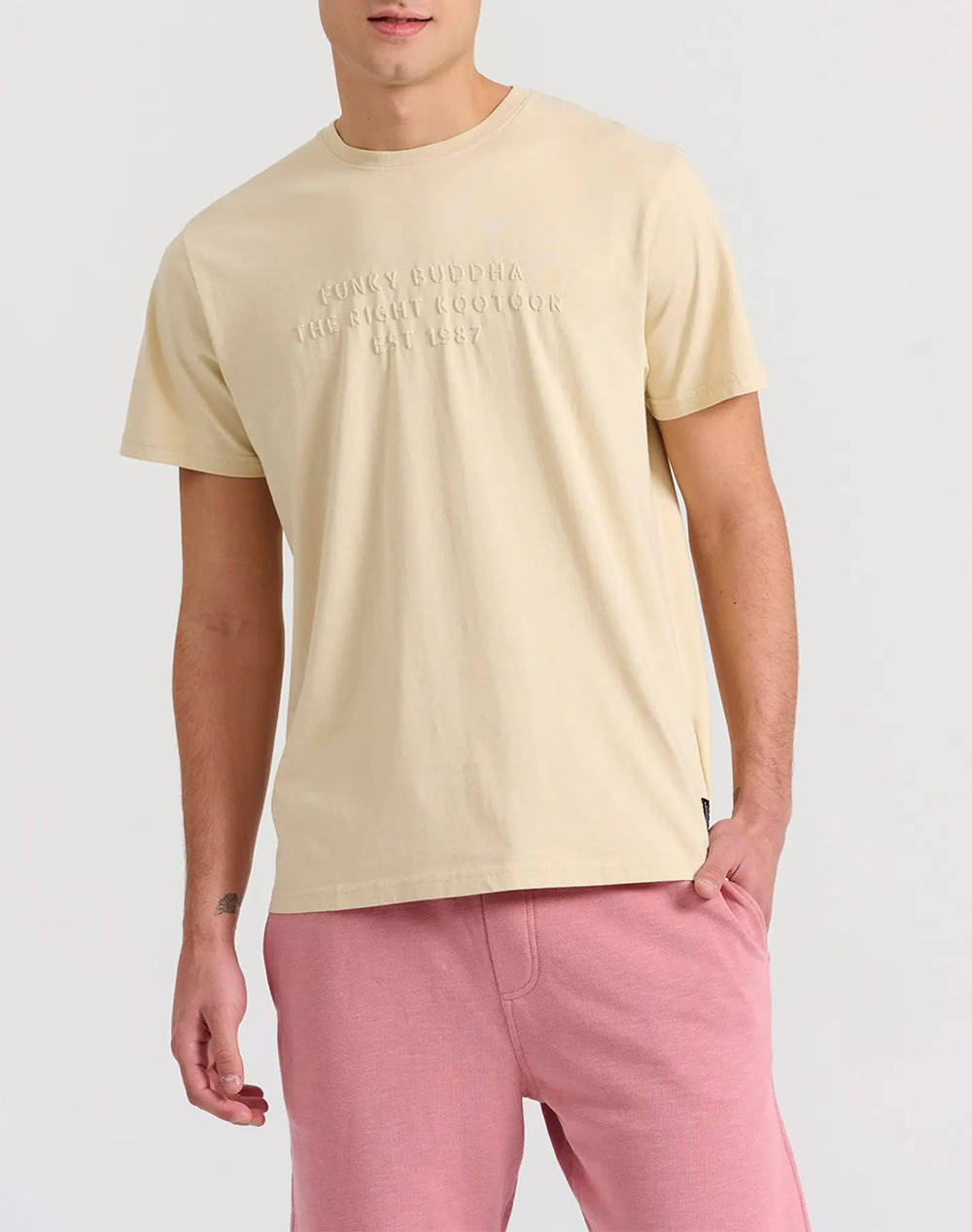 Funky buddha t-shirt cu imprimeu embossed pe piept