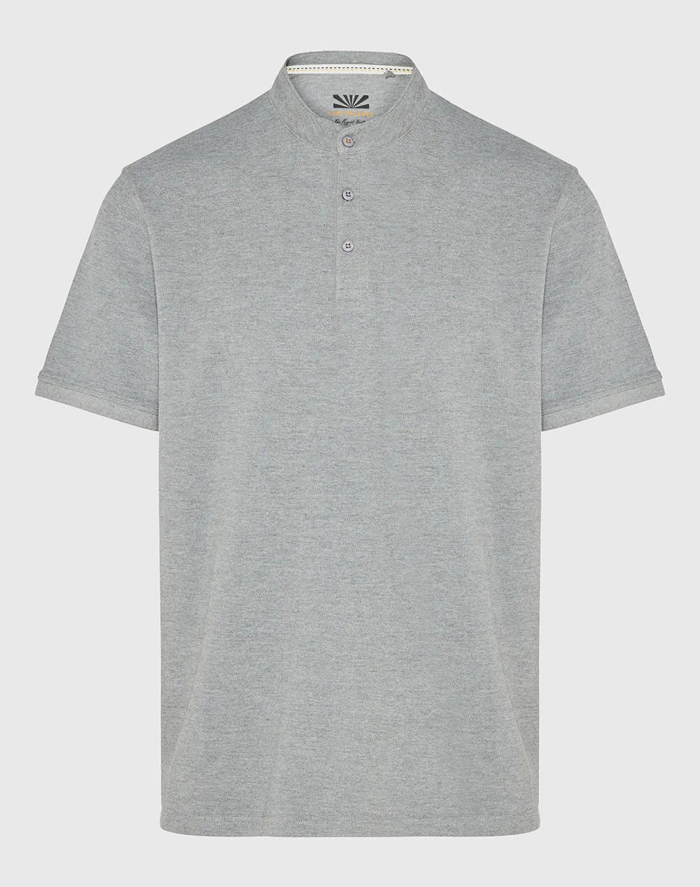Funky buddha bluza polo cu tesatura melange cu guler mao