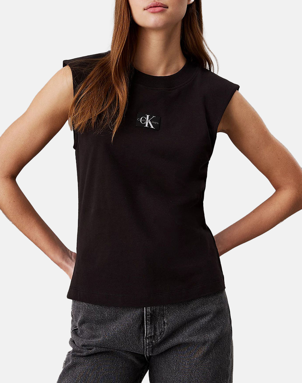 Calvin klein woven label loose muscle tee