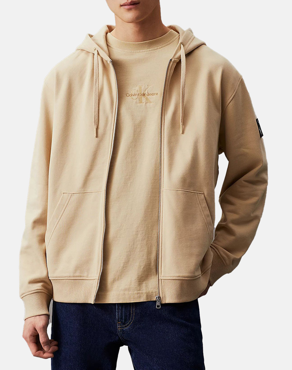 Calvin klein badge zip through hoodie