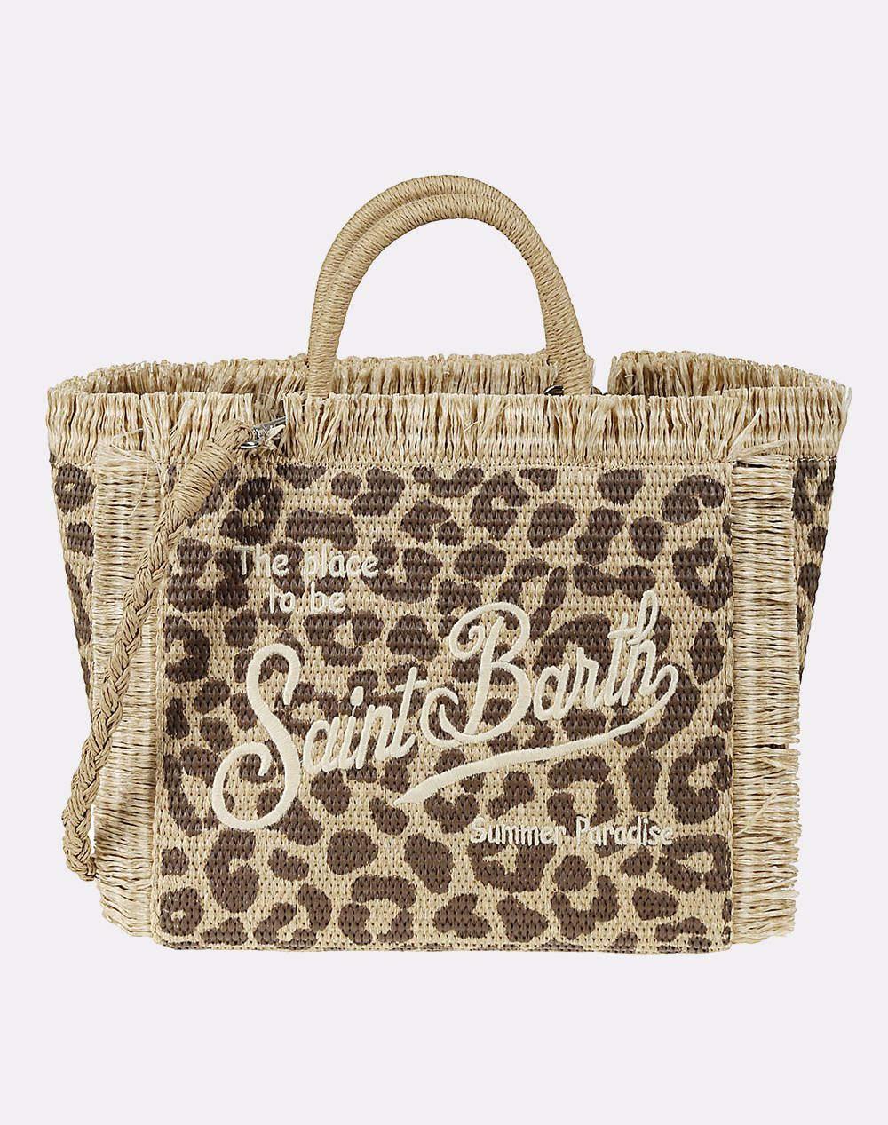 MC2 COLETTE STRAW N-STRAW BAG WITH HANDLE-LEOPARD 18 EMB (Dimensiuni: 26 x 23 x 15 cm.)