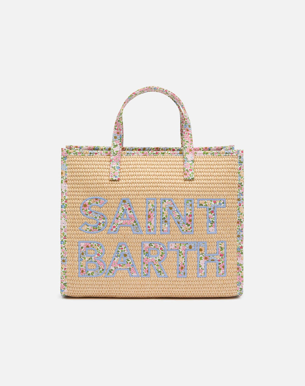 MC2 VIVIAN MID STRAW-STRAW HANDBAG WITH PIPING-11 PATCH FLORY 21 (Dimensiuni: 28 x 23 x 15cm.)