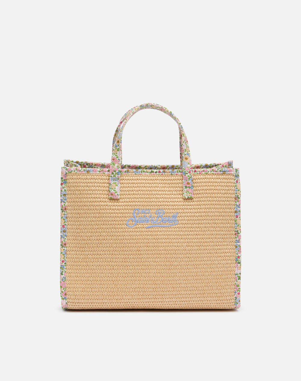 MC2 VIVIAN MID STRAW-STRAW HANDBAG WITH PIPING-11 PATCH FLORY 21 (Dimensiuni: 28 x 23 x 15cm.)