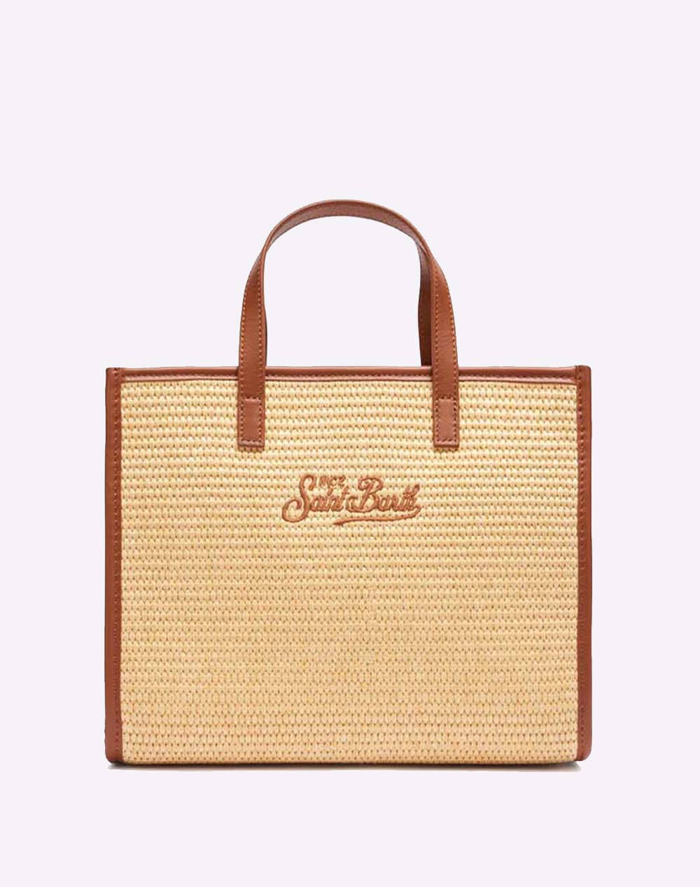 MC2 VIVIAN MID STRAW-STRAW HANDBAG WITH PIPING-1118 EMB (Dimensiuni: 28 x 23 x 15cm.)