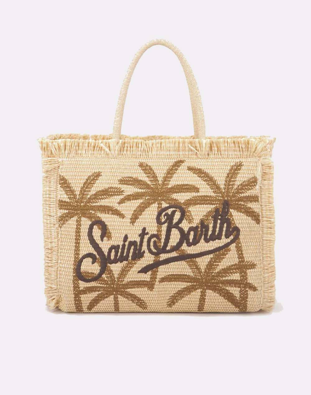 MC2 VANITY STRAW N-STRAW BAG WITH HANDLE-PALM 18 EMB (Dimensiuni: 33 x 27cm.)